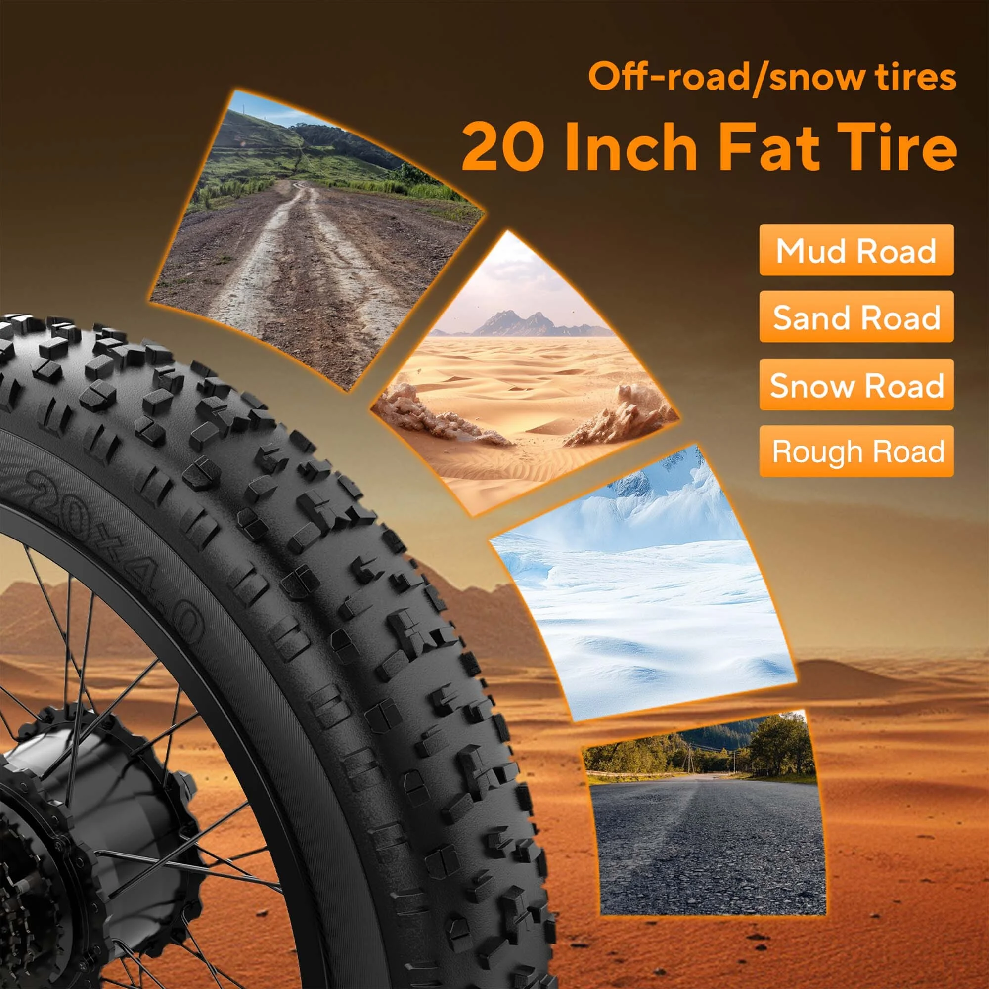 Electric Bike for Adults 20" Fat Tire, Max 32MPH Ebike, 1500W Peak E-Mountain Bike 48V 15Ah UL2849 - Image 4