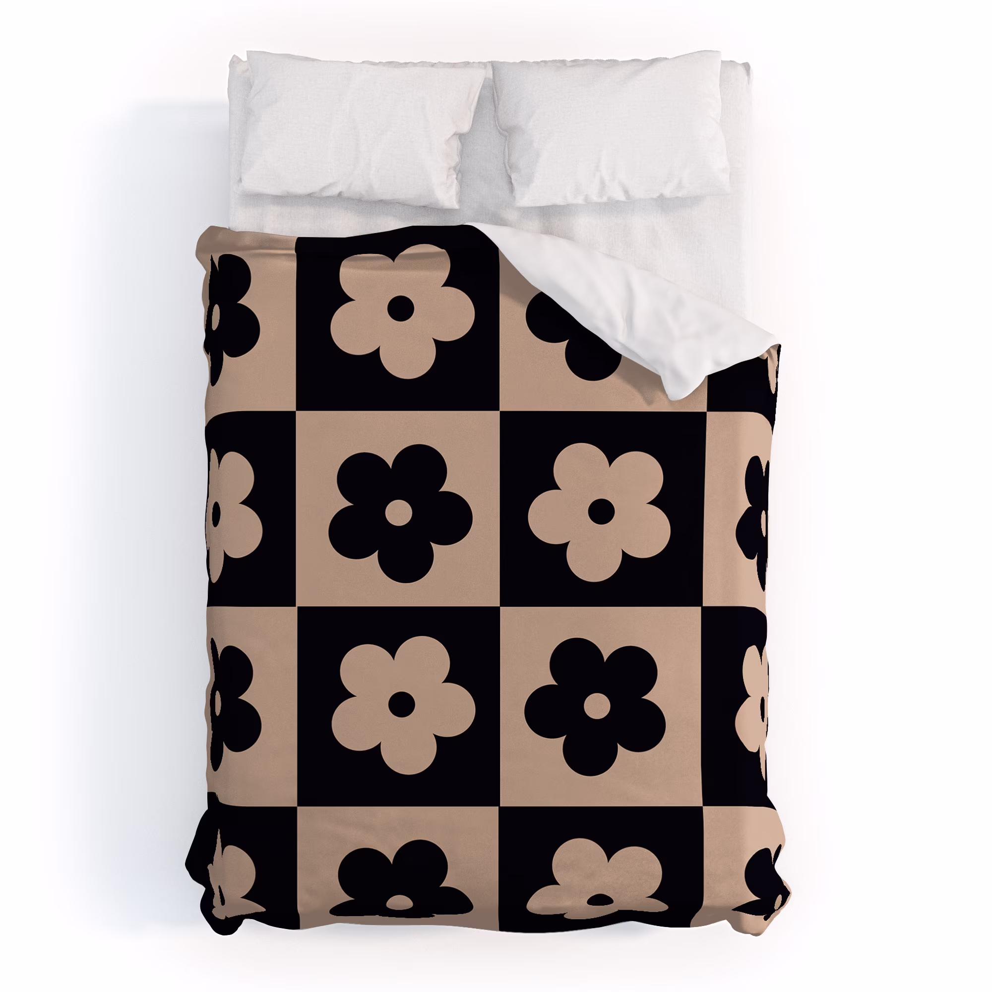 Society6 MariaMariaCreative Bloom Check Tan Duvet Cover Polyester Queen- 88" X 88"(Queen)