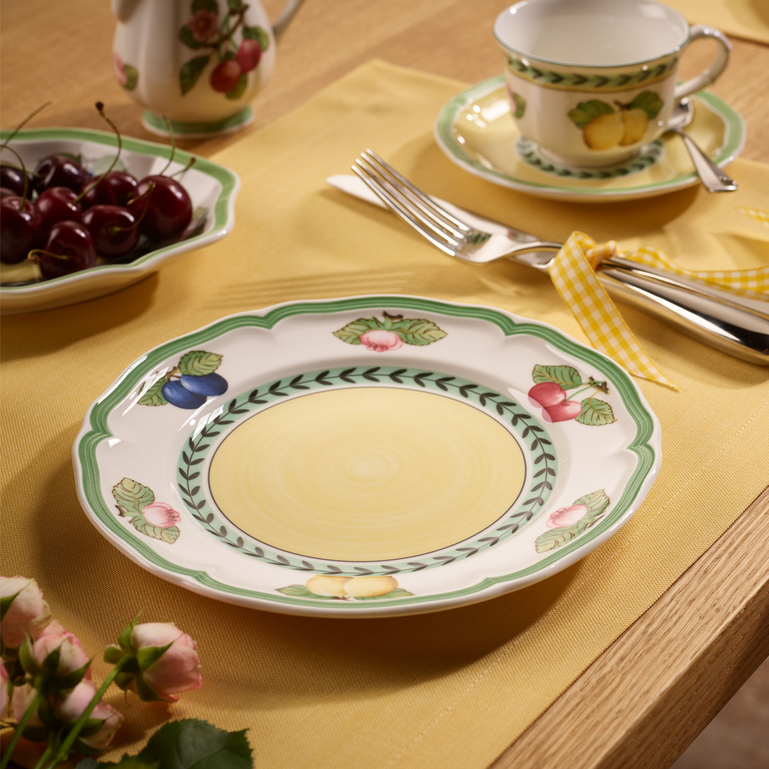 French Garden Salad/ Dessert Plate - Multi-colored, 8.2'', Premium Porcelain