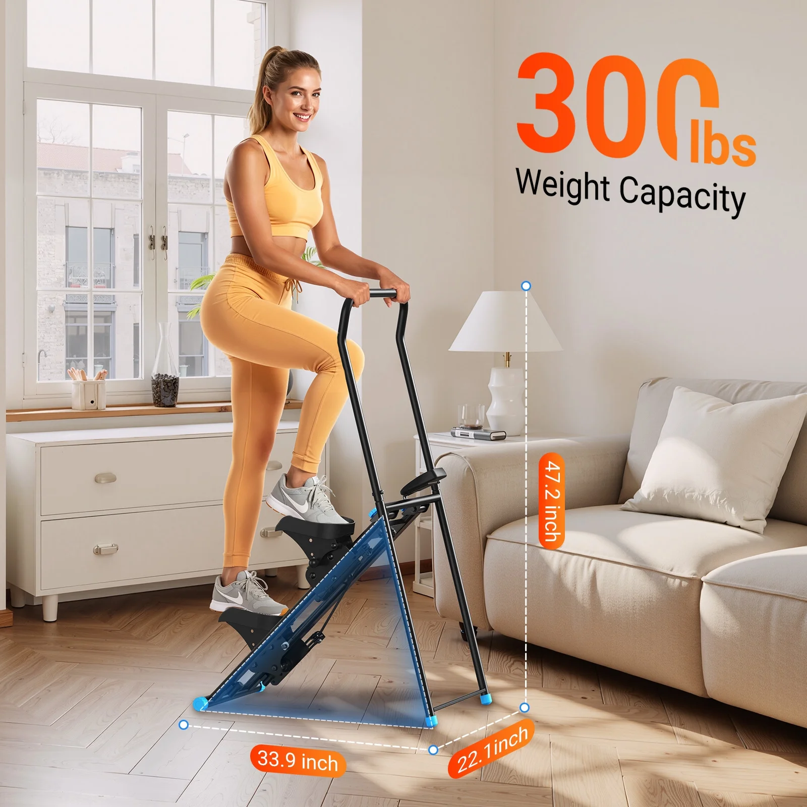 Stair Stepper for Home Compact Foldable Vertical Climber Full-Body Workout Stepper, Home Gym Cardio Exercise Equipment(2-level resistance Black) - Image 4