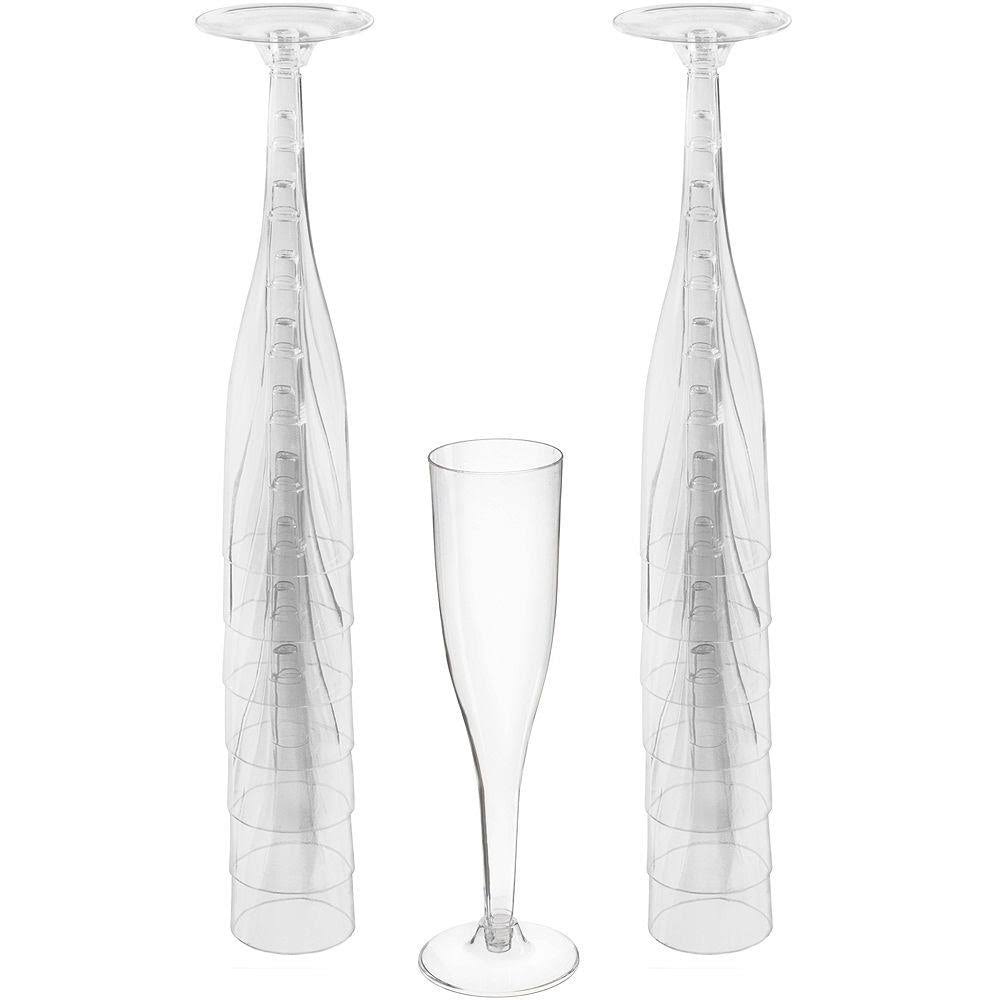 Amscan Plastic Champagne Flutes, 5.5 oz, Clear