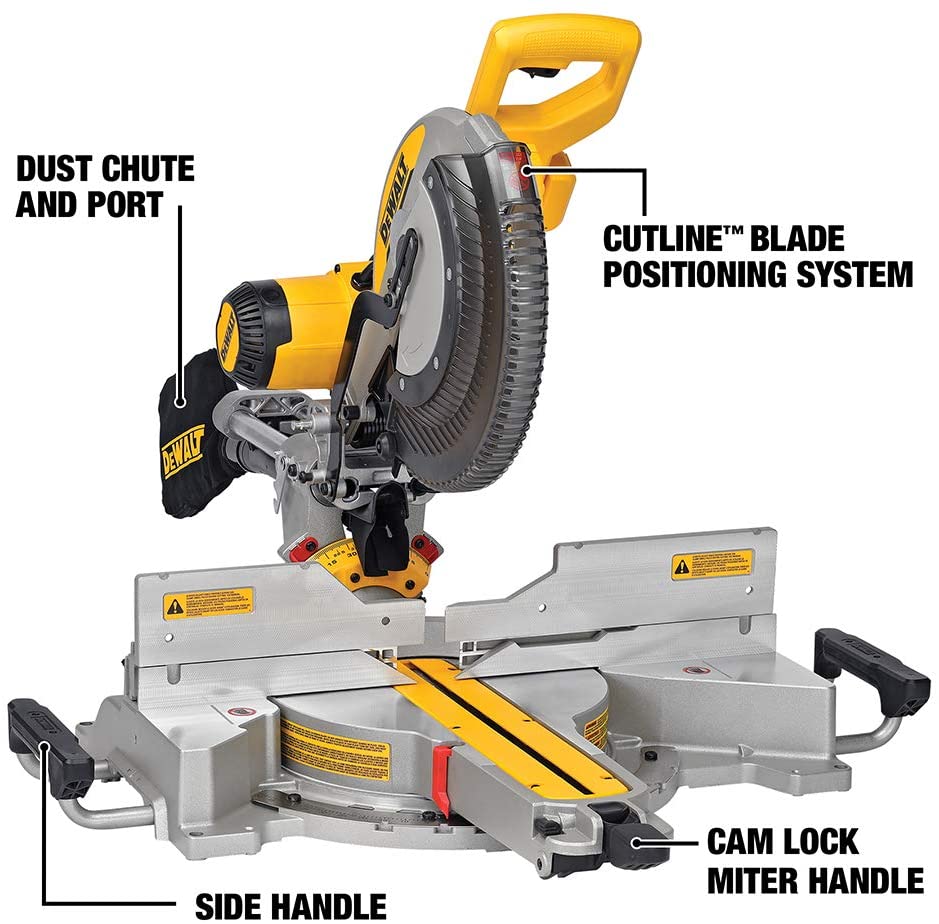 Scie à onglets radiale à double biseau DEWALT DWS780 de 30,5 cm (DWS780), noire