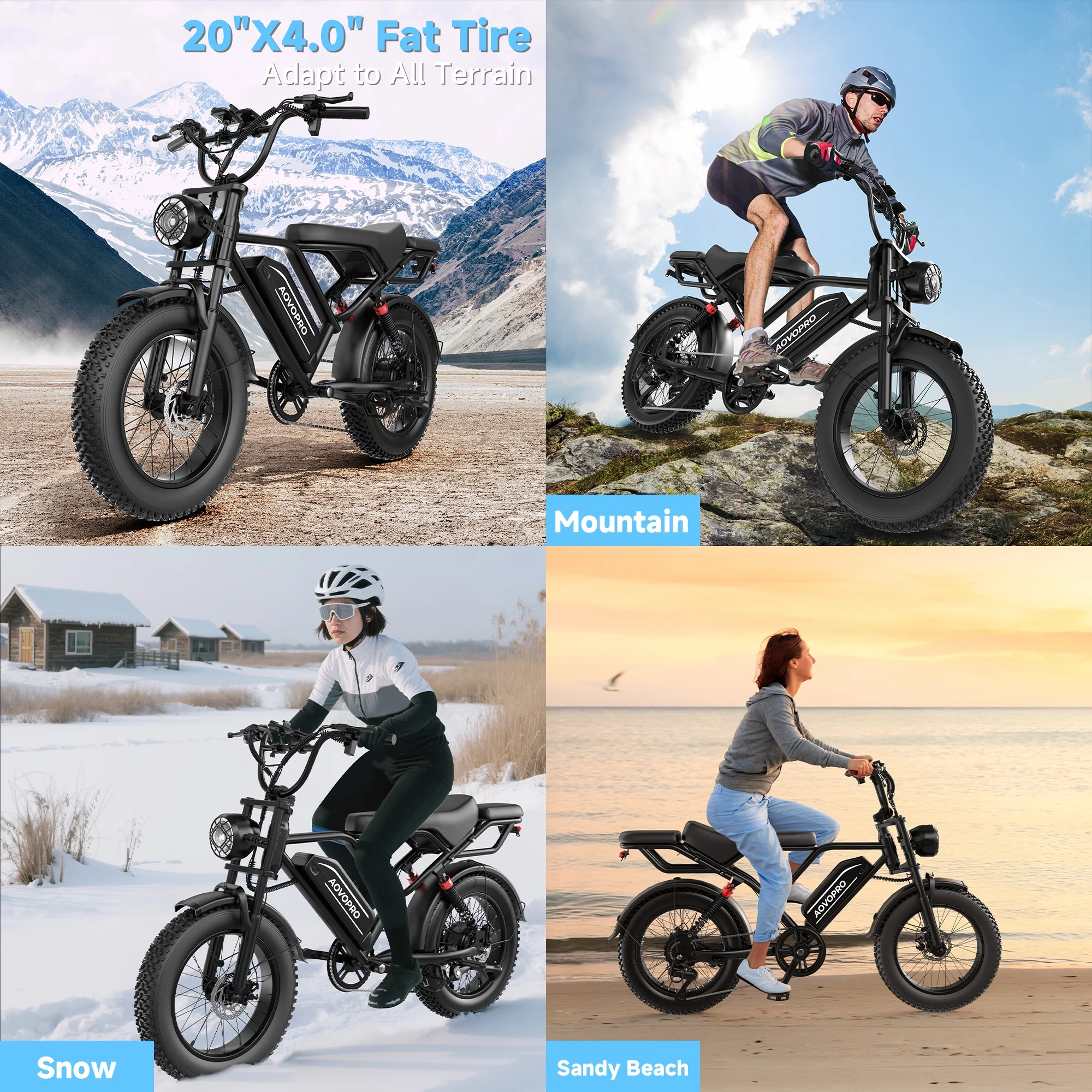 AP20 Electric Bike for Adults 20 X 4.0 Fat Tire, 750W Off-Road E Bike, E-Mountain Bike 48V 15.6AH UL2849 - Image 5
