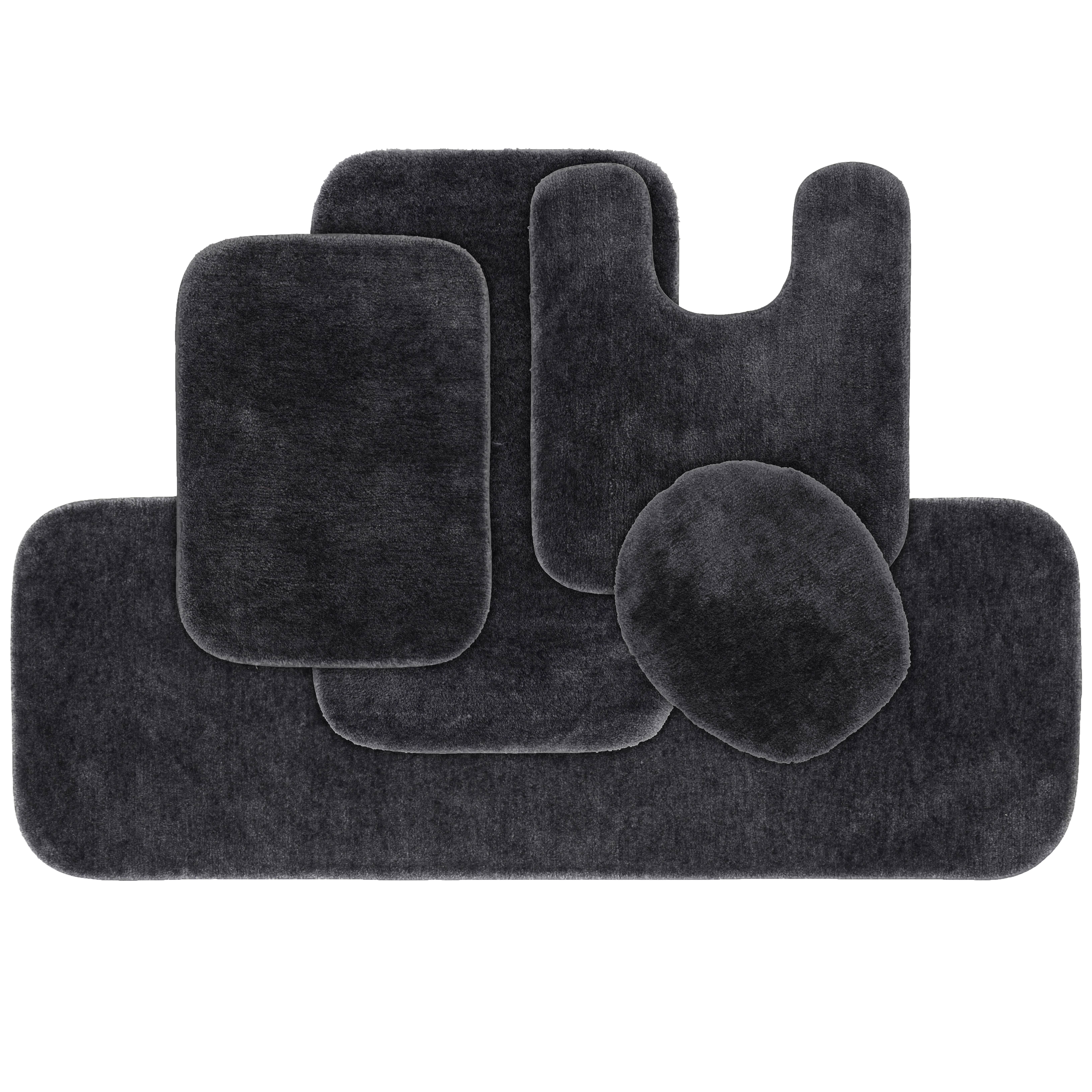 Garland Rug Traditional Dark Gray 5-Piece Washable Bathroom Rug Set