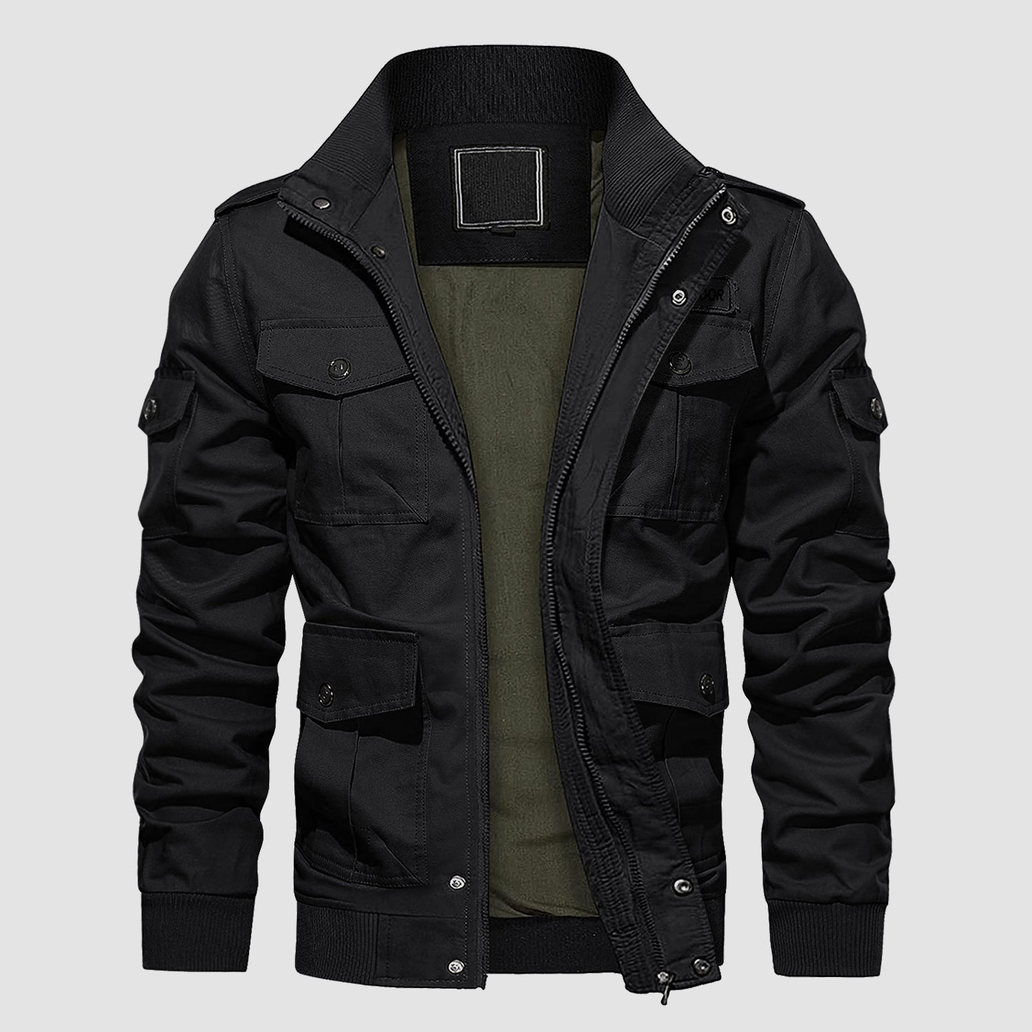 Veste décontractée pour homme, manteau en coton léger, veste d'automne, veste cargo tactique à col montant