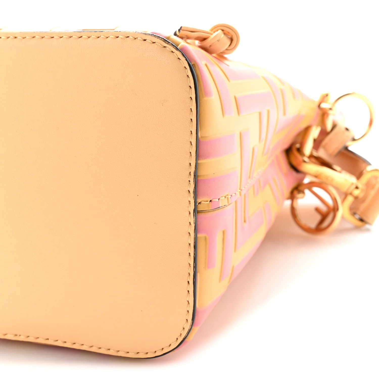 Vitello Liberty F is Fendi Bi-Color FF 1974 Embossed Mini Mon Tresor Bucket Bag Savana Lollypop
