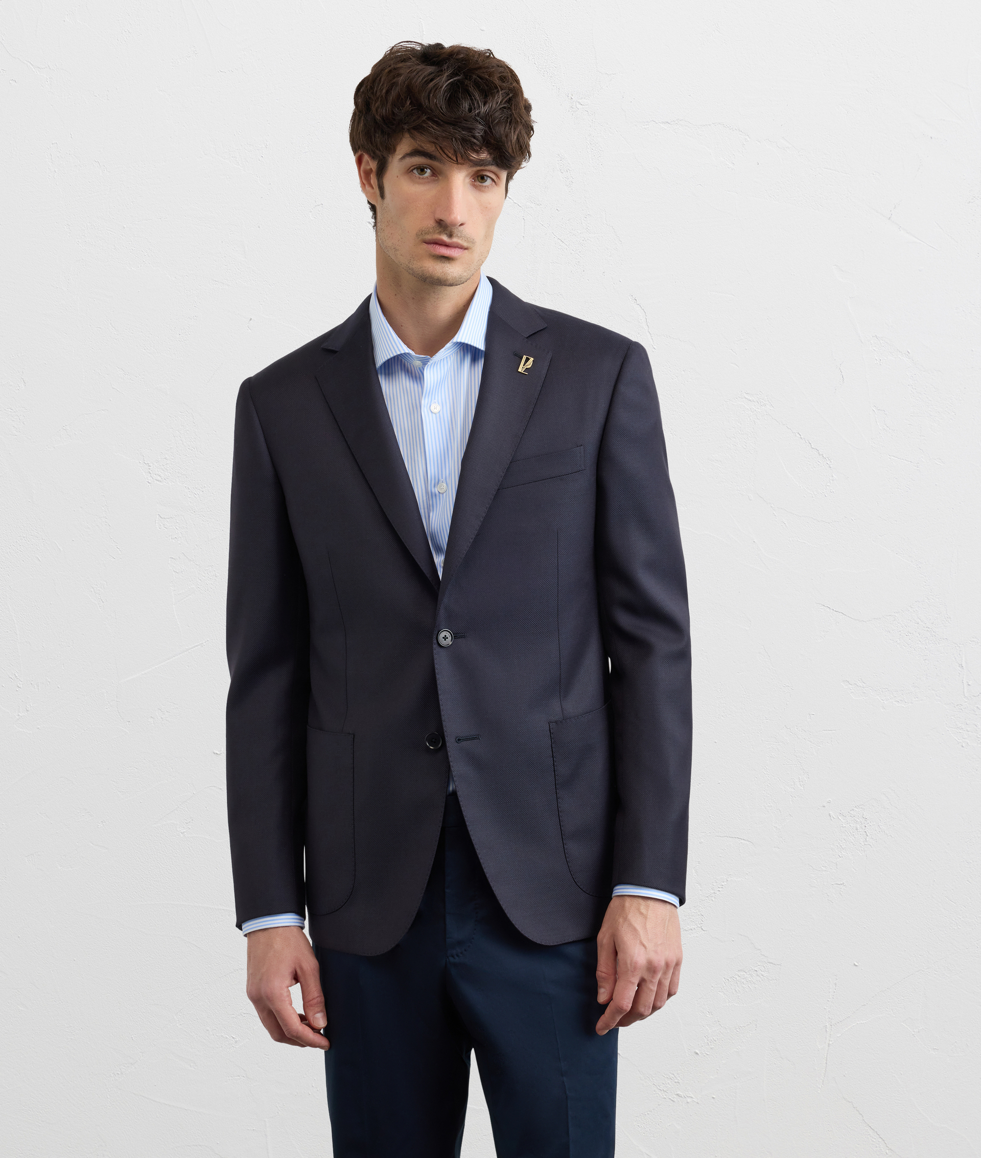 NAVY BLUE VIRGIN WOOL KEY LINE FULLY LINED JACKET