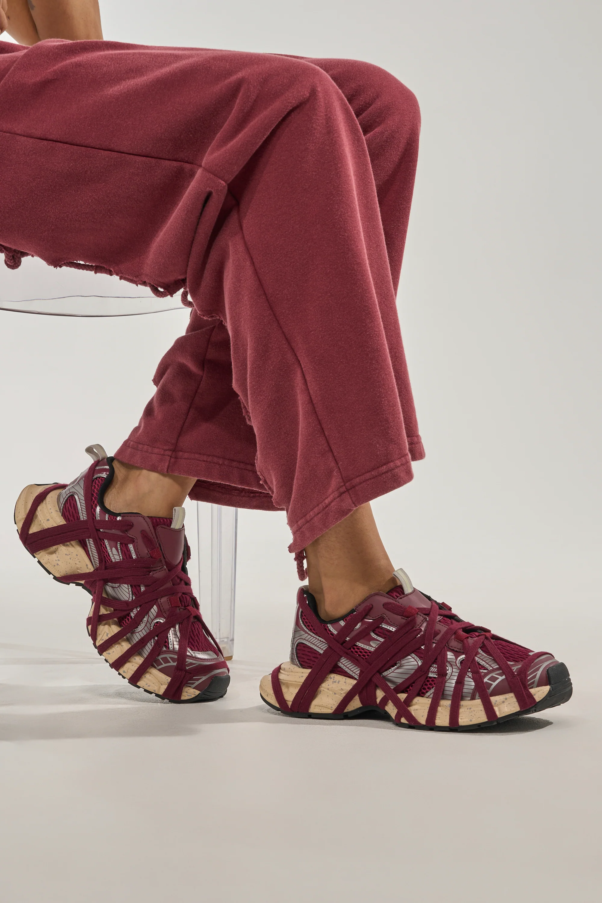 AZALEA WANG SELIE BURGUNDY LACE UP SNEAKER - Akira Store