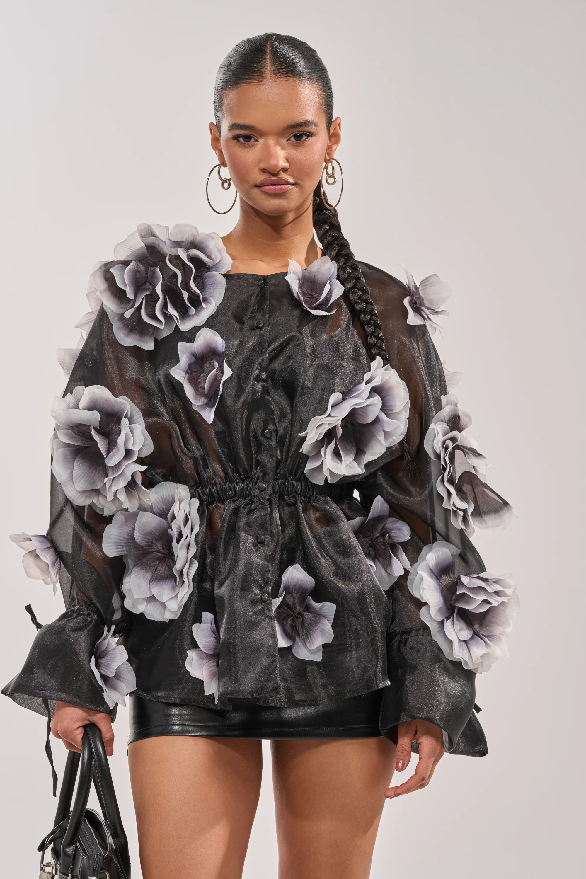 DARK BLOOM CHIFFON BLOUSE - Akira Store
