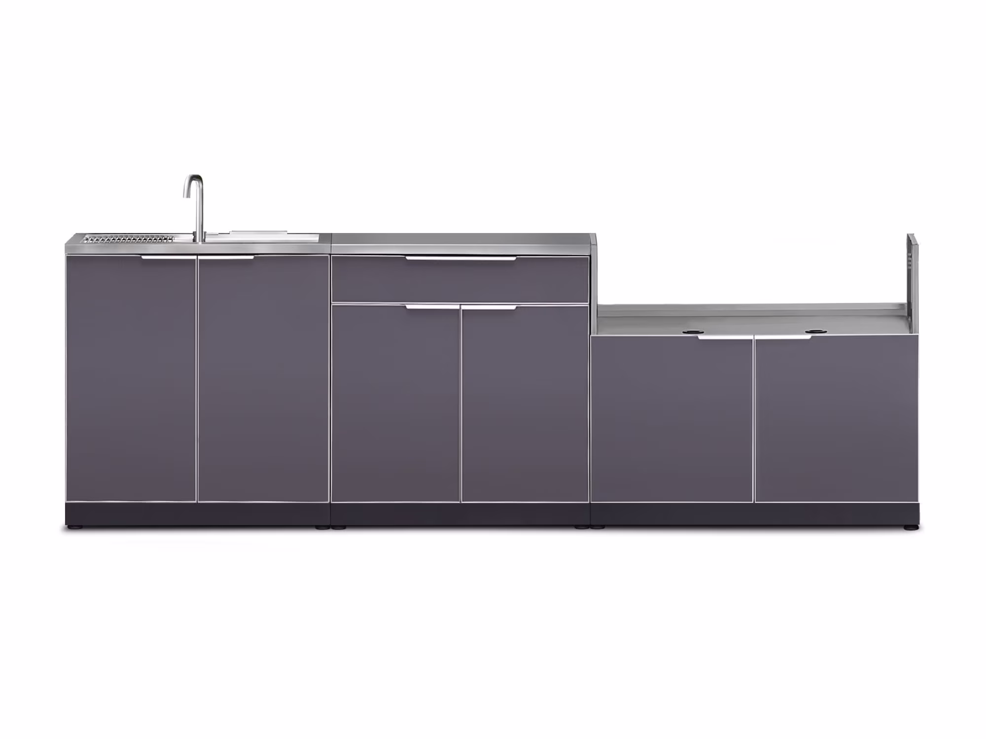 Outdoor Kitchen 4 Piece Cabinet Set in Slate Gray with Countertops