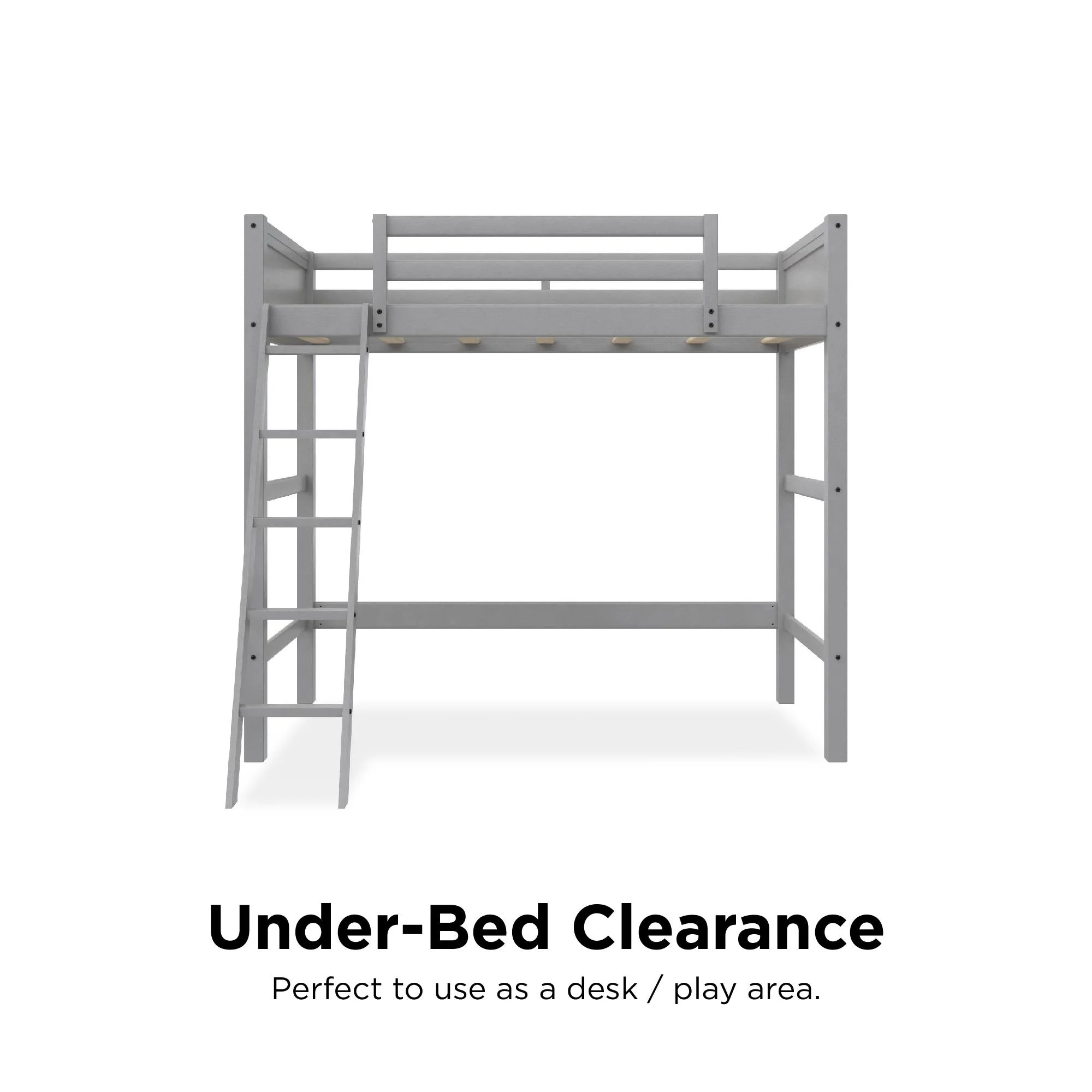 Your Zone Kiarah Twin Loft Bed with Ladder, White