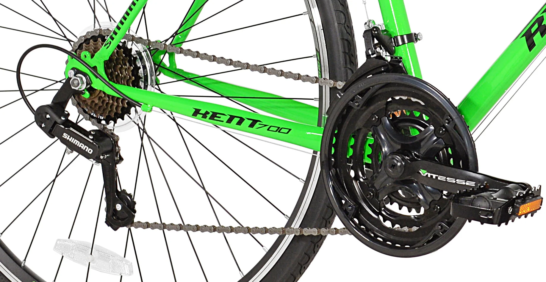 700c RoadTech Men's Bike, Black/Green - Image 4