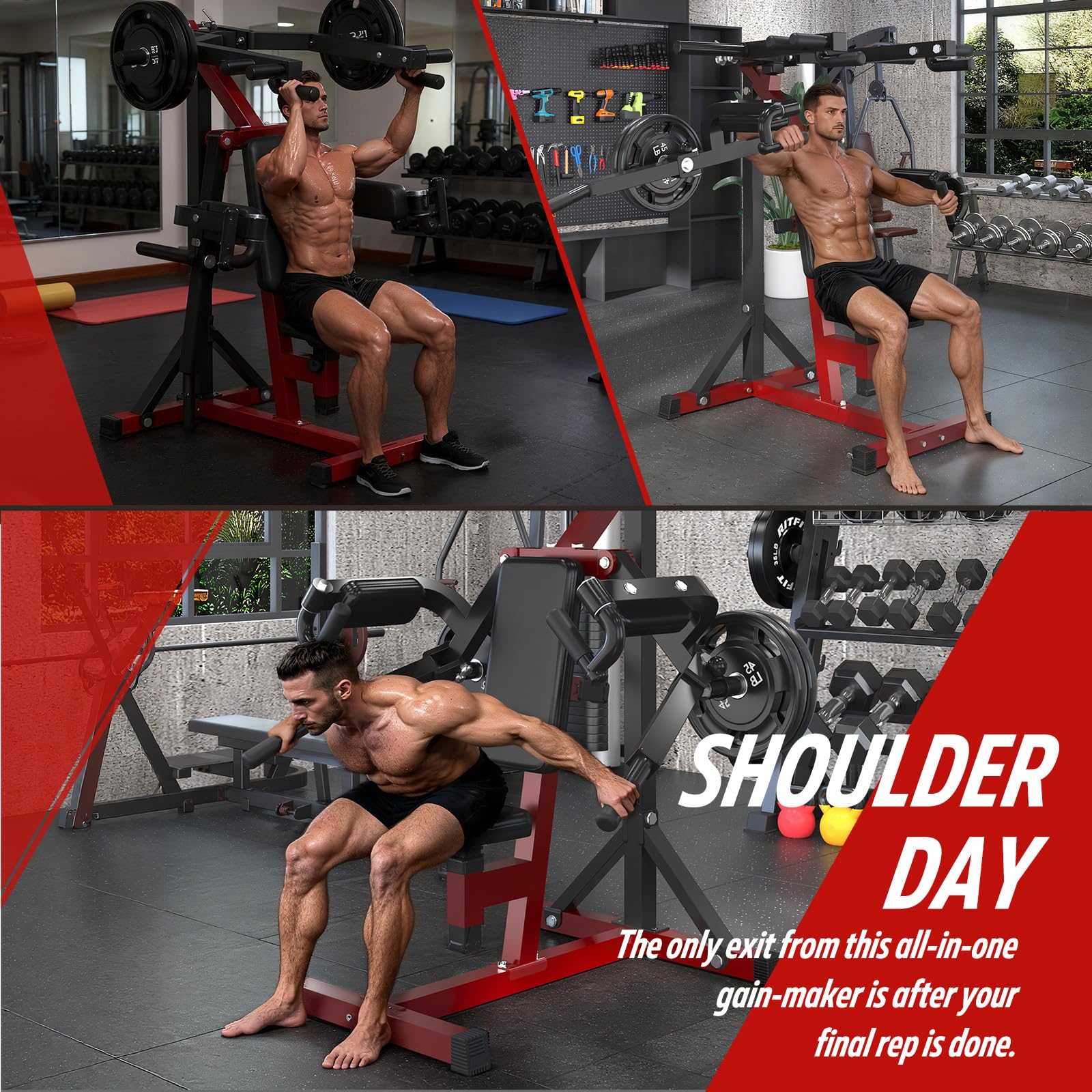 AECOJOY Deltoid and Shoulder Press Machine, 3-in-1 Shoulder-Specific Machine with Shoulder Press, Lateral Raise & Reverse Fly