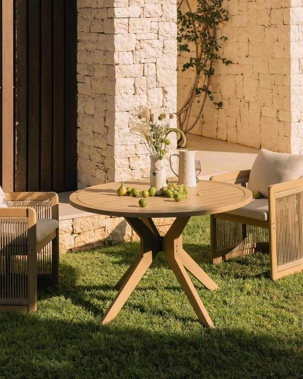Mirla - Mesa de Exterior Redonda de Madera de Acacia (Ø120 cm) Mirla