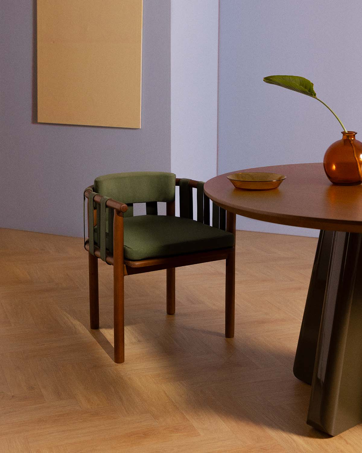Edvard - Silla de Comedor con Reposabrazos de Madera de Eucalipto y Tela Edvard