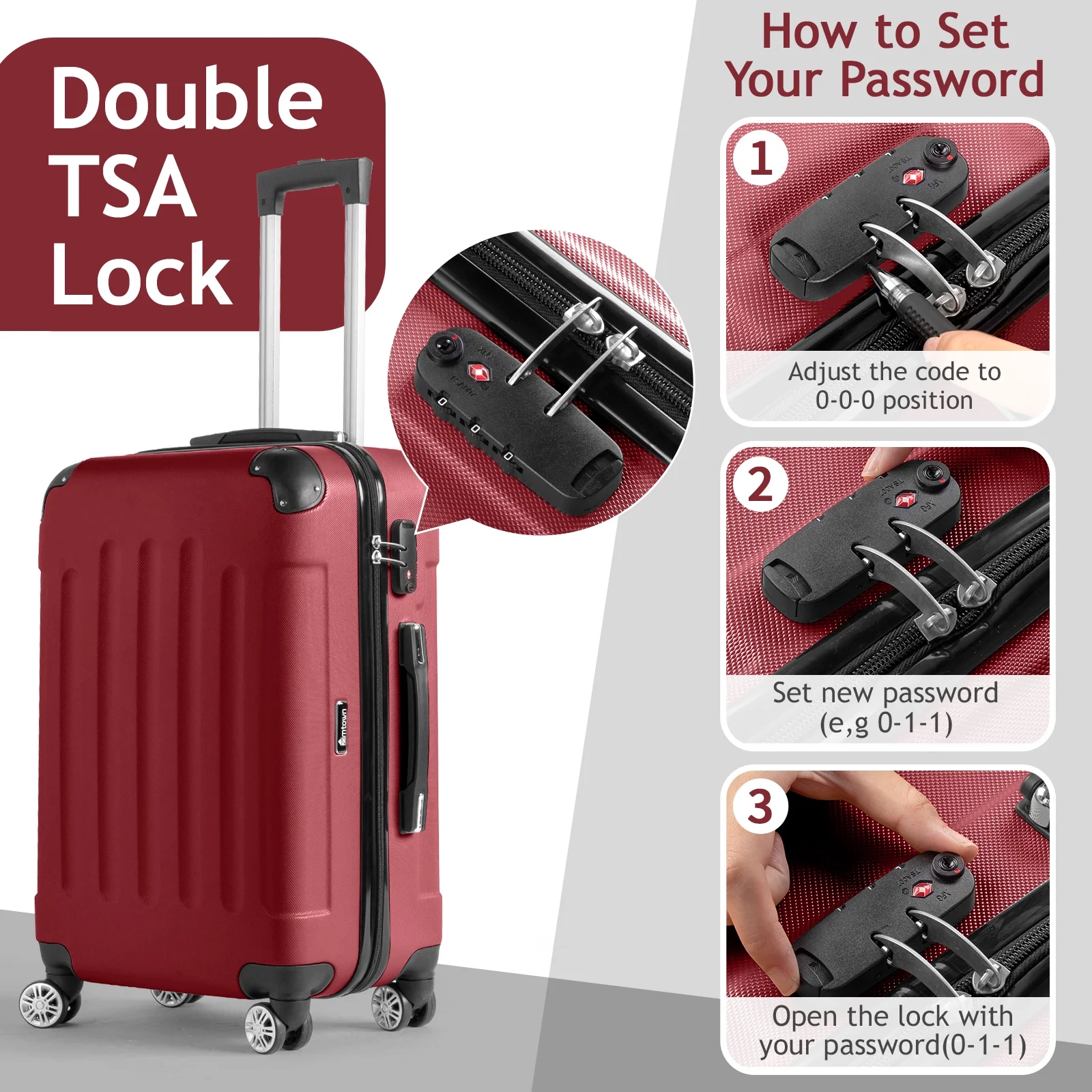 Zimtown Luggage 3 Piece Set Suitcase ABS Hardside Lightweight with TSA Lock Spinner Wheels, Beige