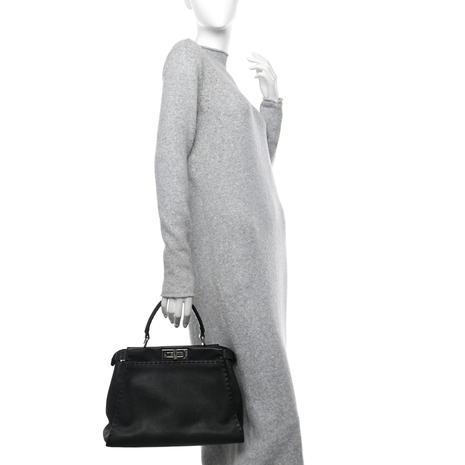 Cuoio Romano Selleria Bi-Color Medium Peekaboo Iconic Satchel Black Mou