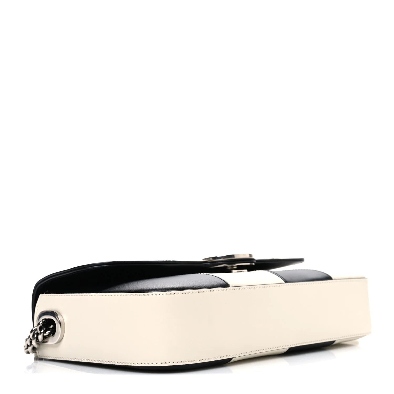 Senna Calfskin Lines Petite GG Top Handle Shoulder Bag Black Mystic White