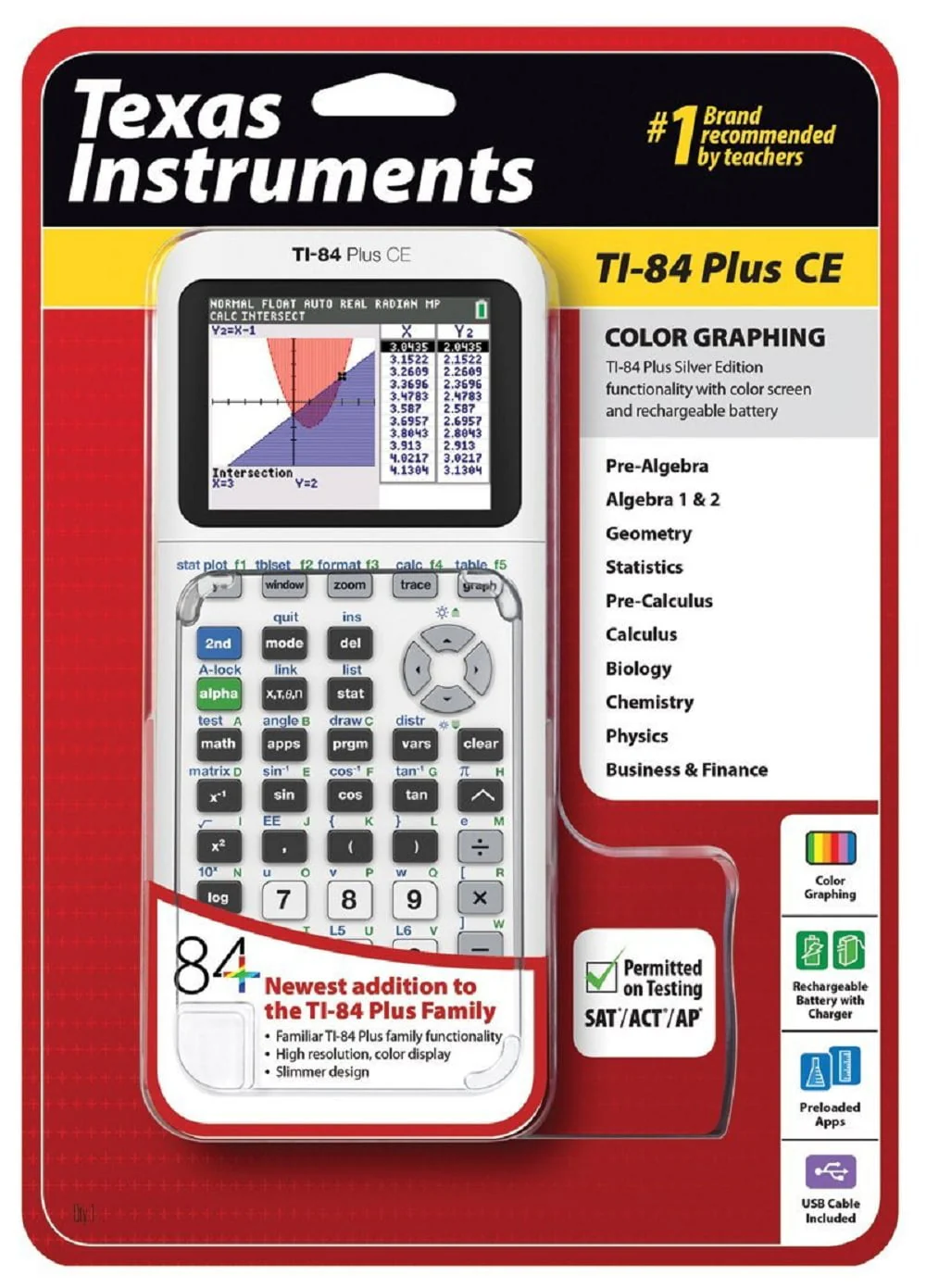 Texas Instruments TI 84 Plus CE Graphing Calculator, White Image 4
