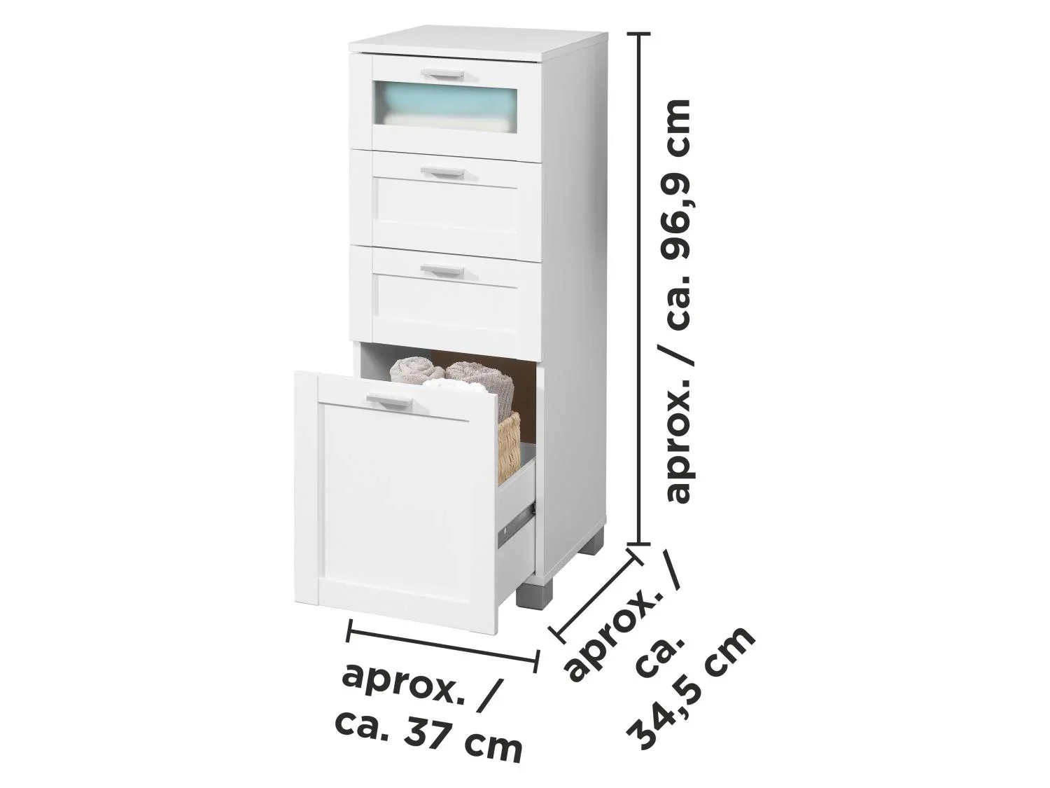 LIVARNO Meuble de salle de bains Basel, 37 x 96,9 x 34,5 cm, blanc