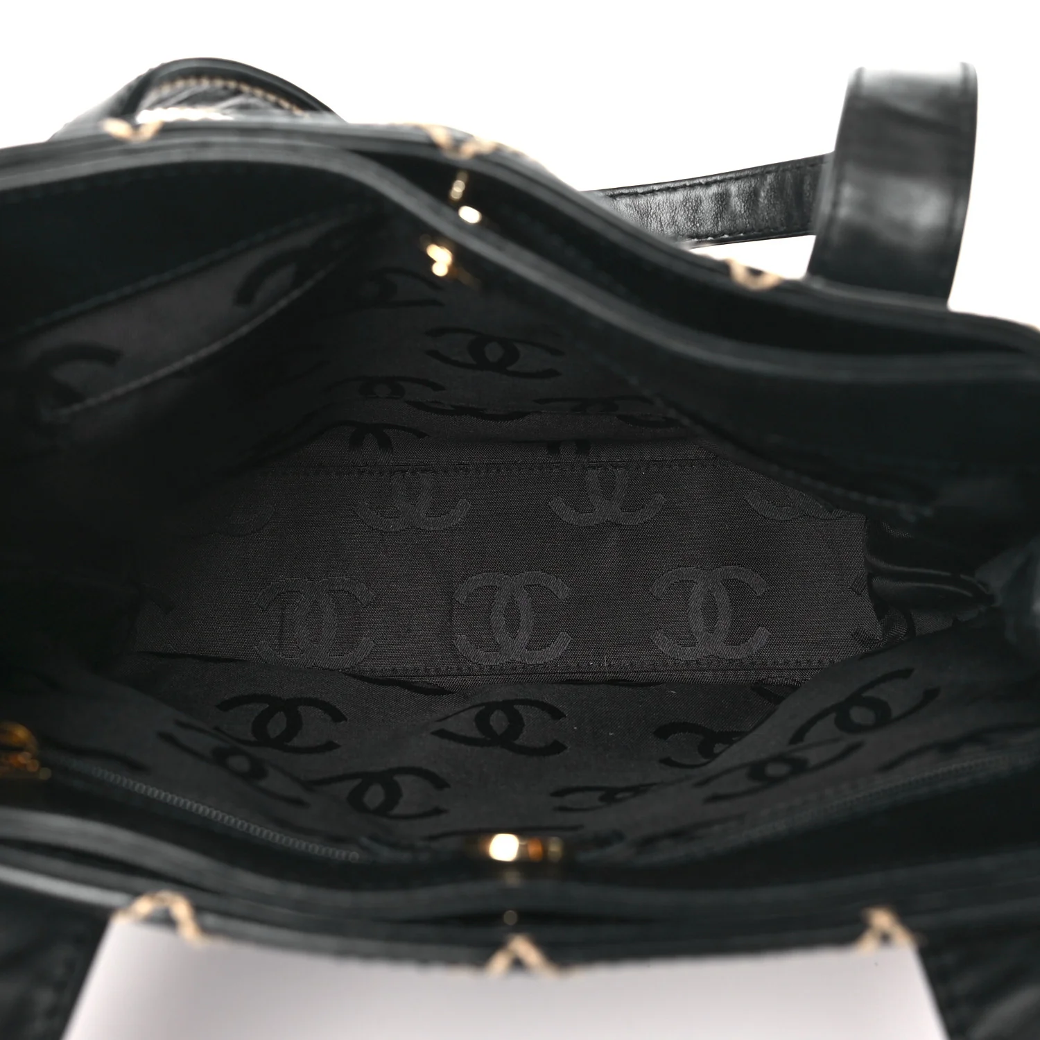 Calfskin Stitch Small Surpique Tote Black