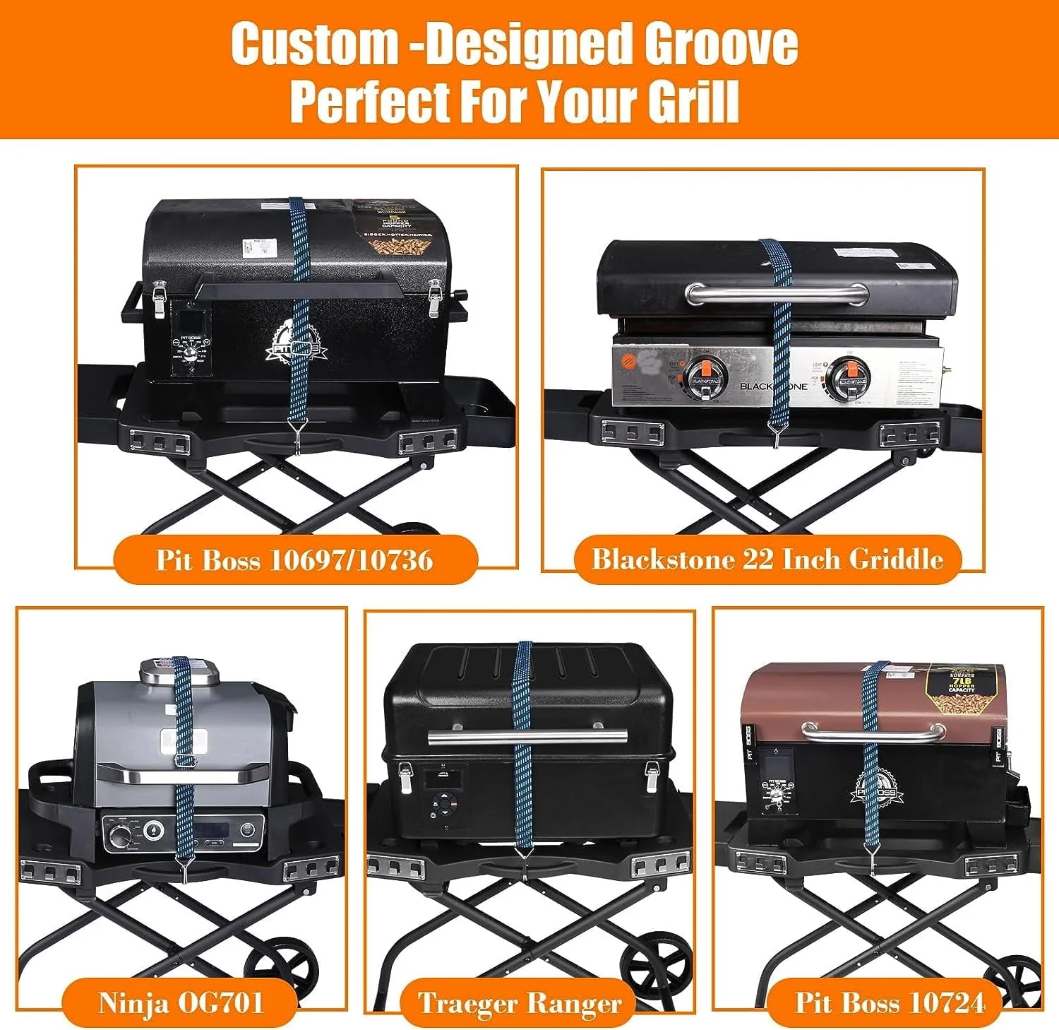 Hisencn Grill Stand for Ninja Woodfire Grill,Grill Cart,Collapsible Outdoor Grill Stand Fit for Ninja Woodfire Outdoor Grill(Ninja OG701),Traeger Ranger,Pit Boss 10697,10724,22" Blackstone Griddle(304 Stainless Steel Crisper Pan) Image 7