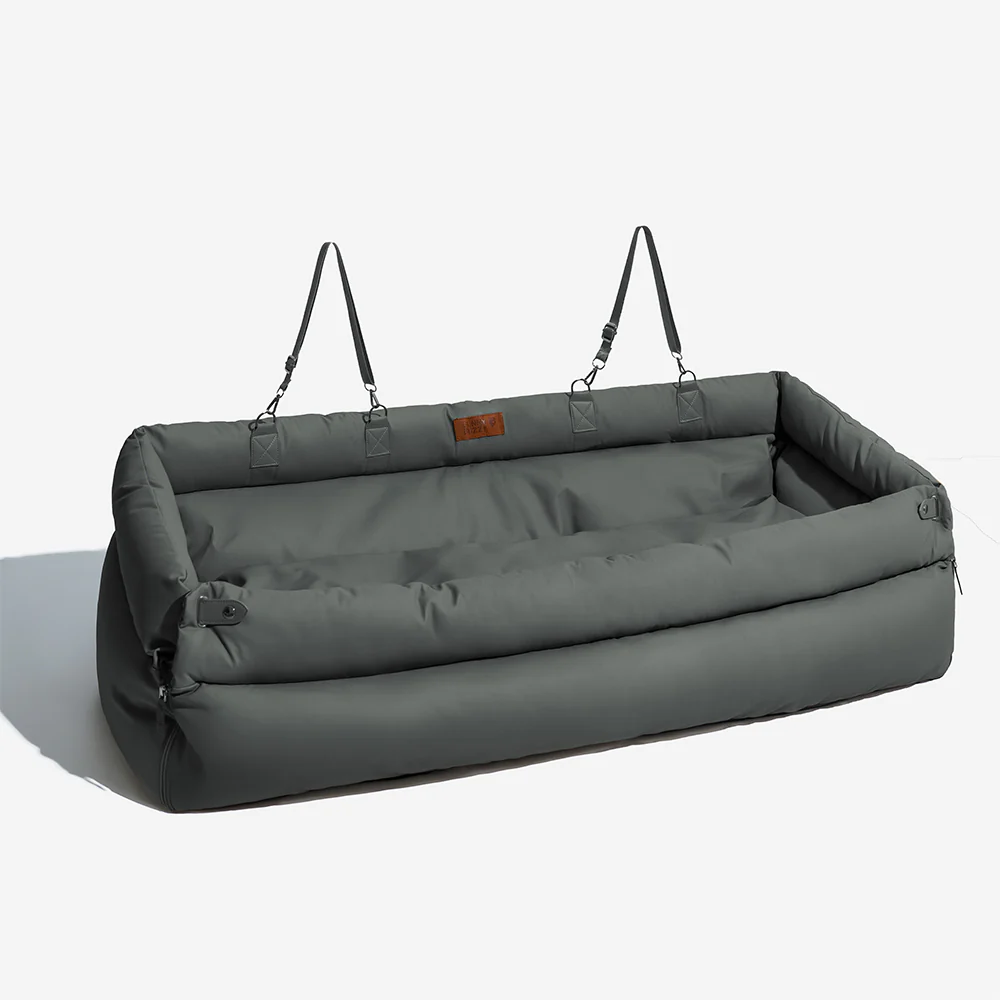 Large Deluxe Faux Leather Dog Car Seat Booster Bed - Roadtrip