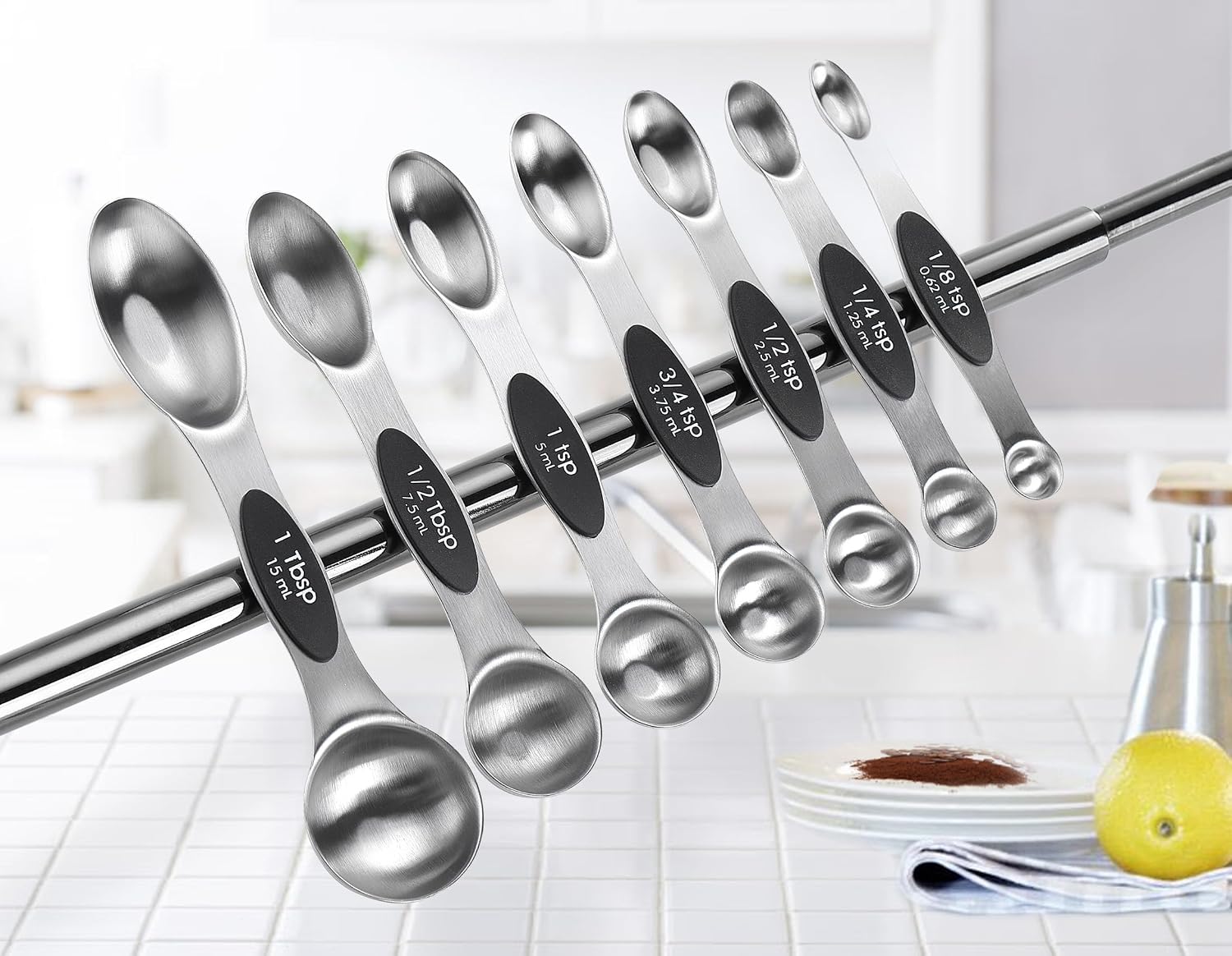 Spring Chef Magnetic Measuring Cups & Spoons Set of 15 with Levelers, Black