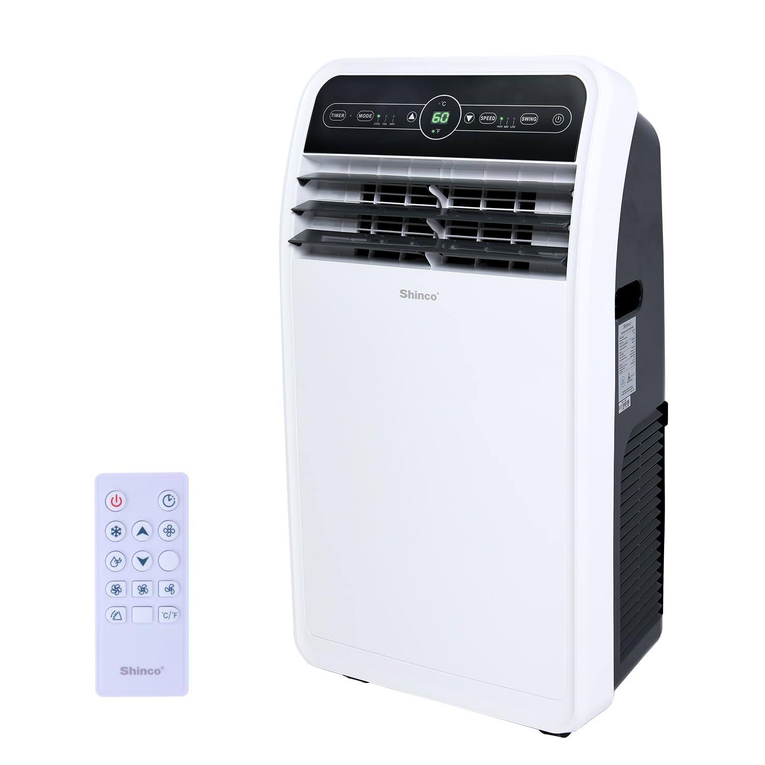 Shinco 10,000 BTU Portable Air Conditioners with Built-In Dehumidifier Function, Fan Mode, Quiet AC Unit Cools Rooms to 300 Sqft