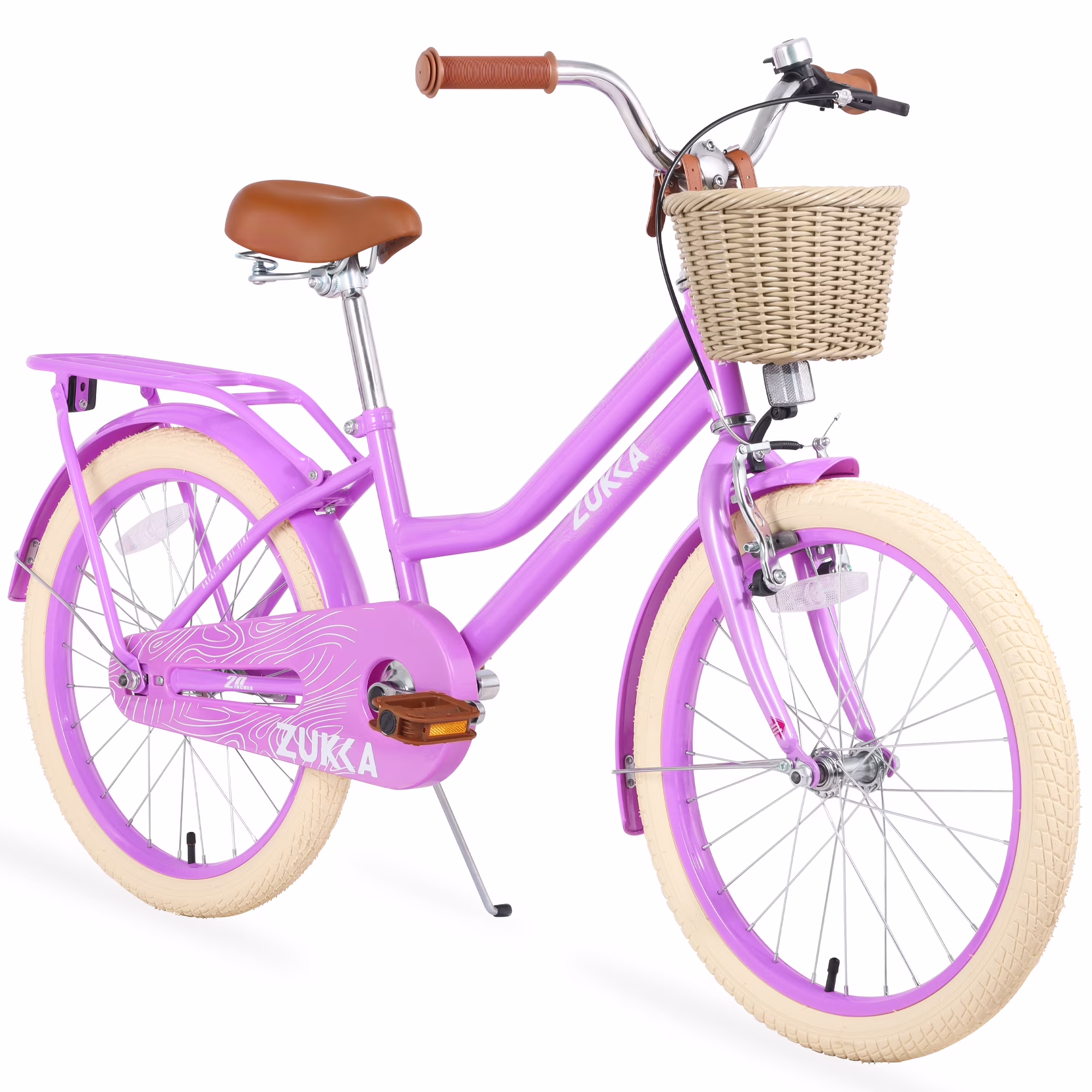 20 inch Girl's Bikes with Basket, Children's Bicycle for 7-10 Years Old Kids, Purple(Purple)