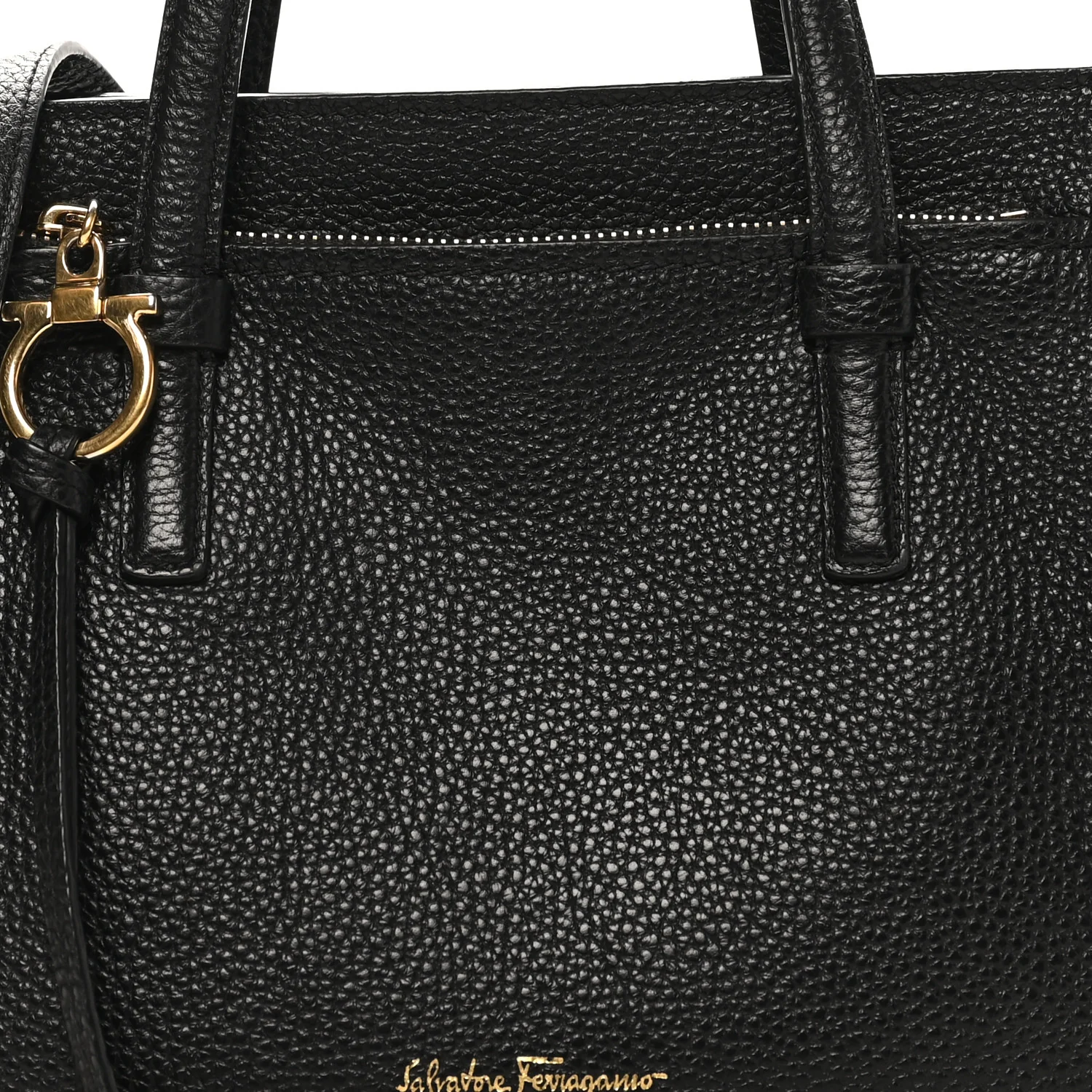Hammered Calfskin Double Handle Small Amy Tote Black