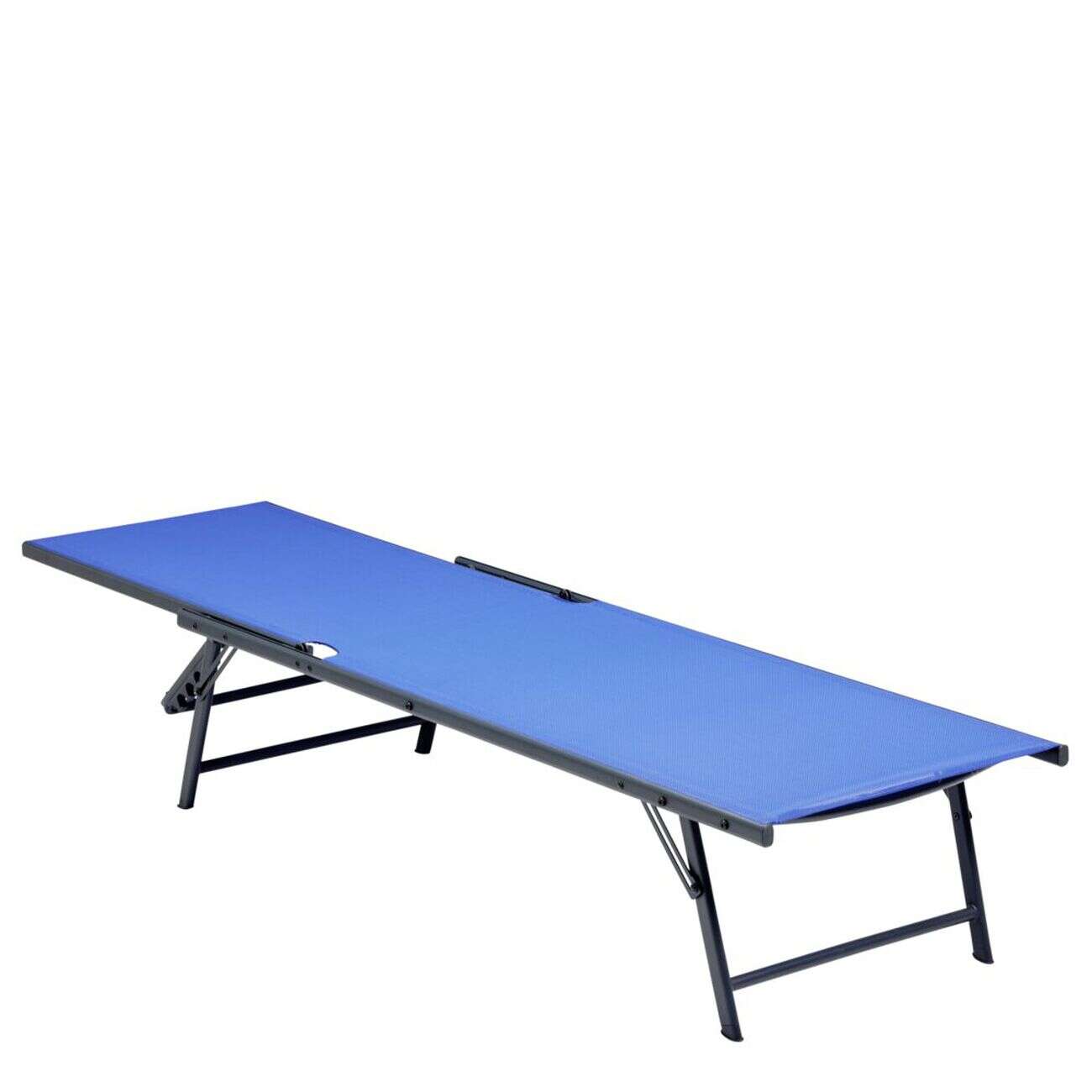 Bain de soleil Dream 5 positions acier et textilène bleu 181x54xH33-86cm