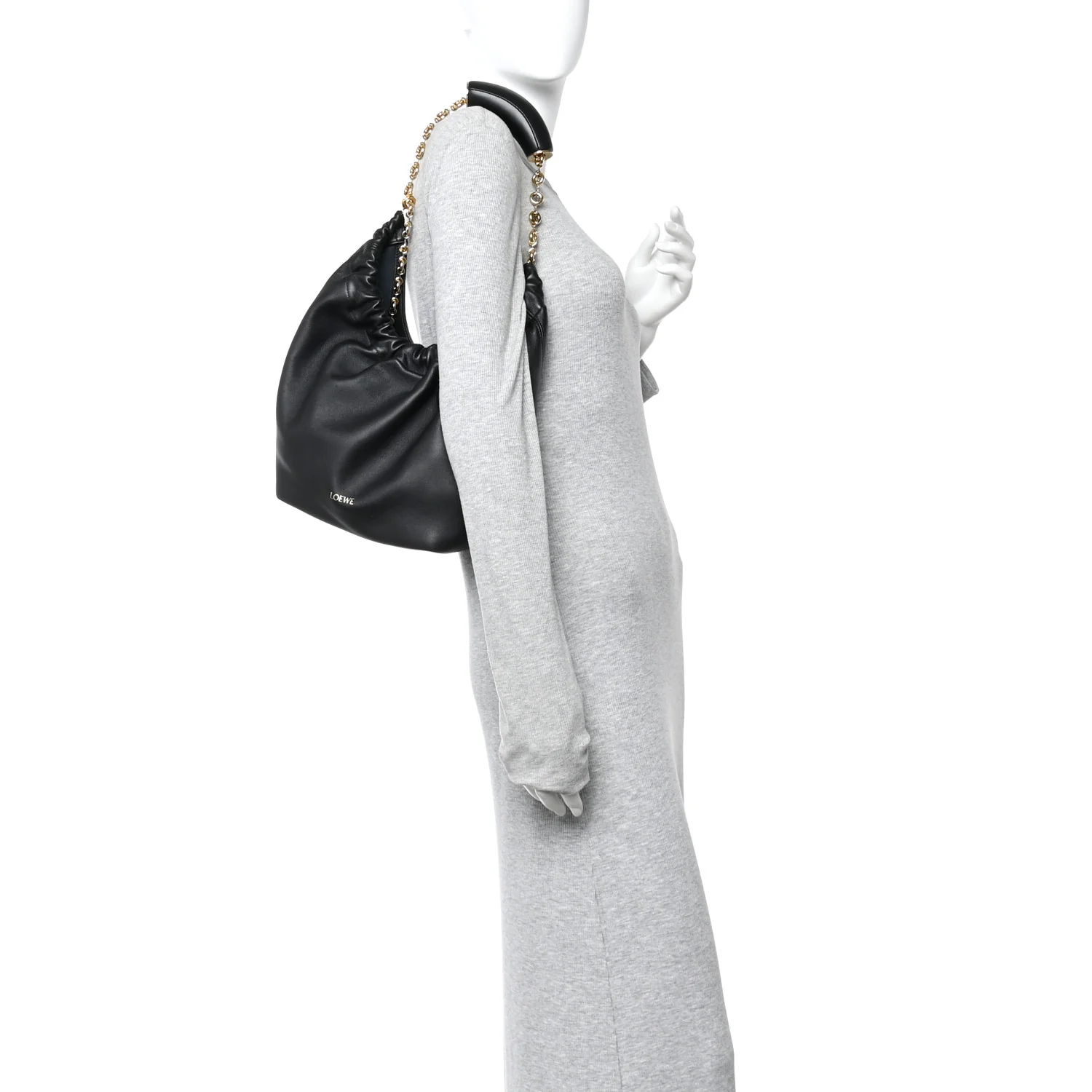 Buttery Nappa Lambskin Small Squeeze Bag Black