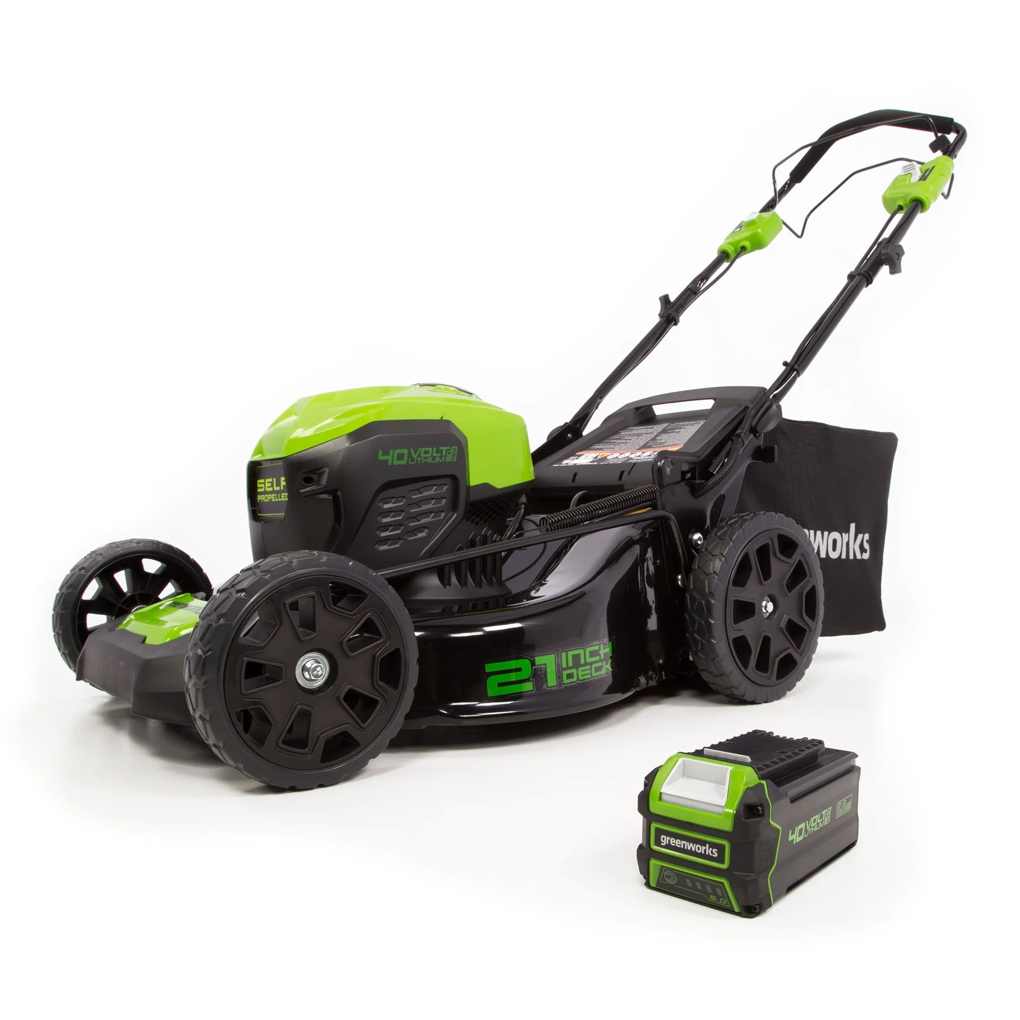Greenworks 21" 40V Brushless Self Propelled Lawn Mower + 5 0 Ah Battery Charger Image 9