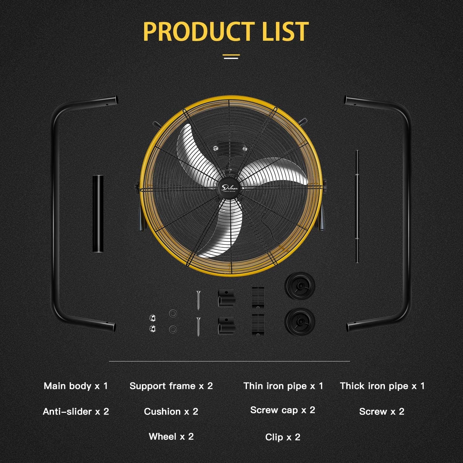 Simple Deluxe 24 inch 3 Speed 4700 CFM Metal Drum Fan