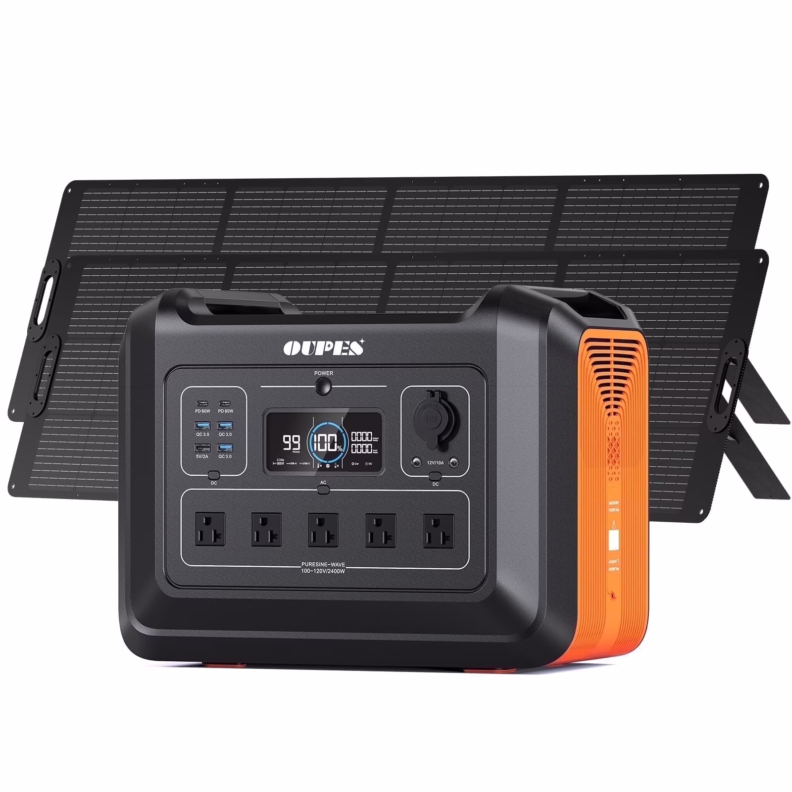 2400W 2232Wh Portable Power Station with 4x240W Solar Panel,Solar Generator for Outdoor Camping,Home Backup,Emergency,RV( 2400+960W Panel) - Image 5