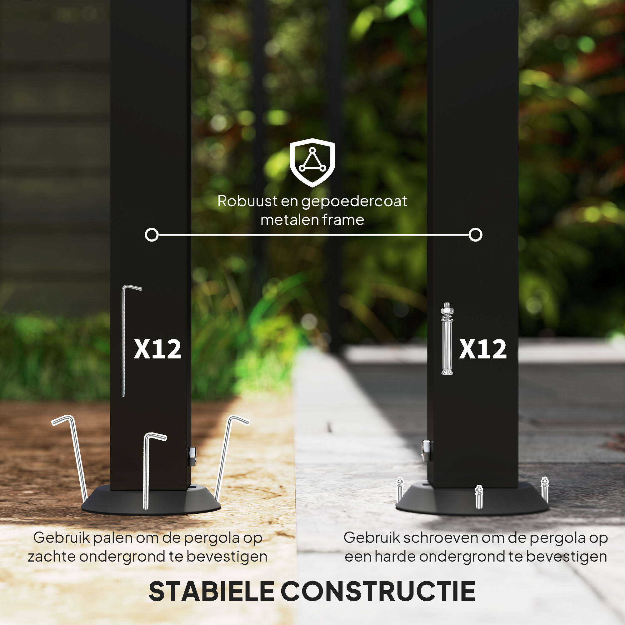Outsunny 2,5 x 3 m Pergola, Wandgemonteerde Tuinpaviljoen, waterbestendig, Metalen frame, Afvoergaten, Schaduwdak, Crèmewit