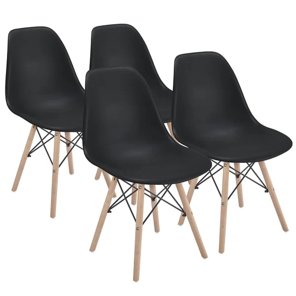 Set of 4 Modern Style Dining Chairs for Kitchen Dining Room, Black(Black)