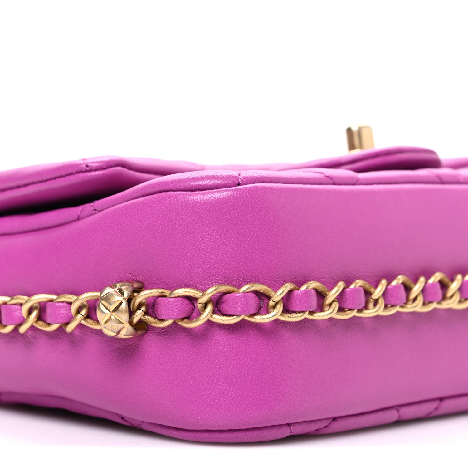 Lambskin Quilted CC Small Dynasty Flap Purple