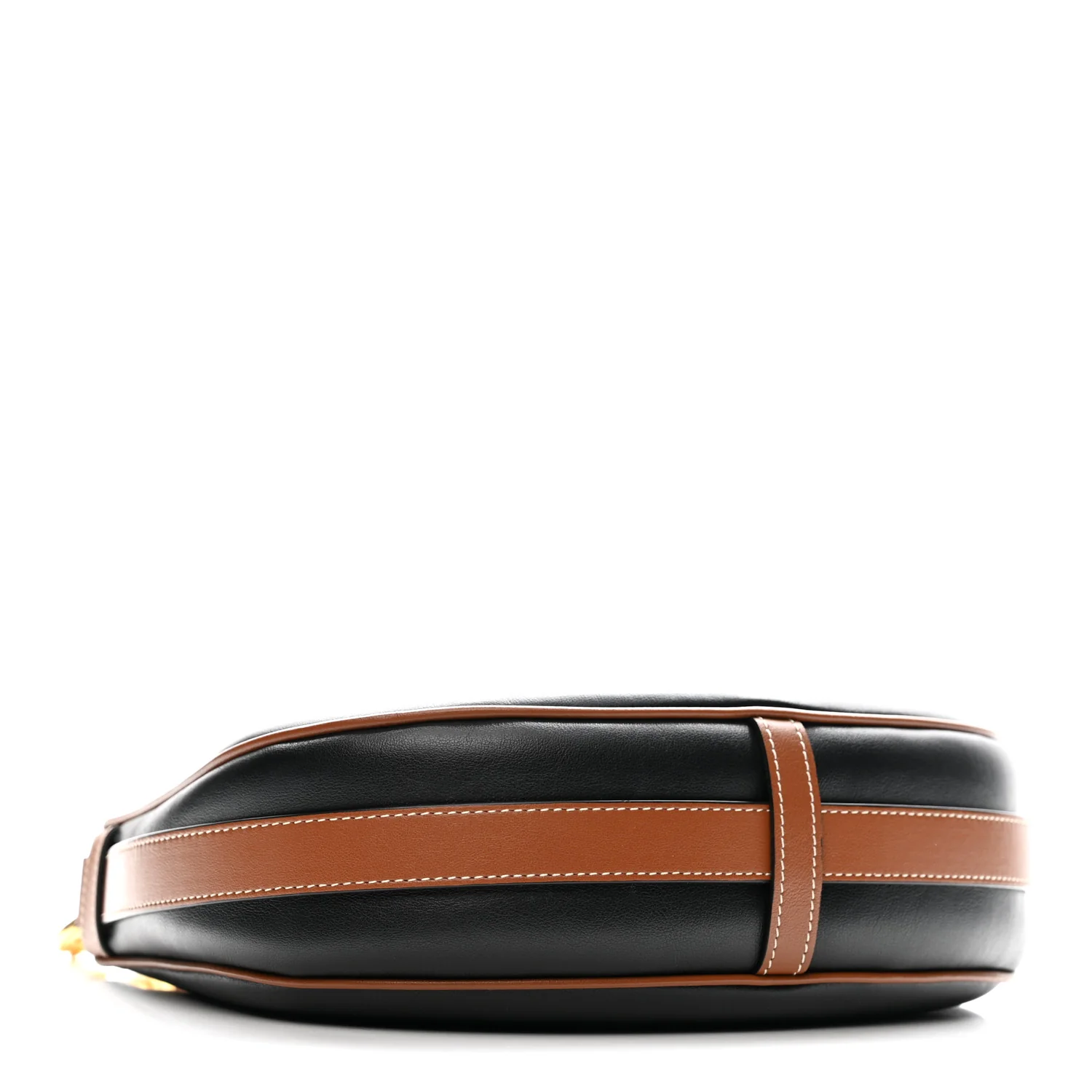 Smooth Calfskin Medium Strap Ava Shoulder Bag Black Tan