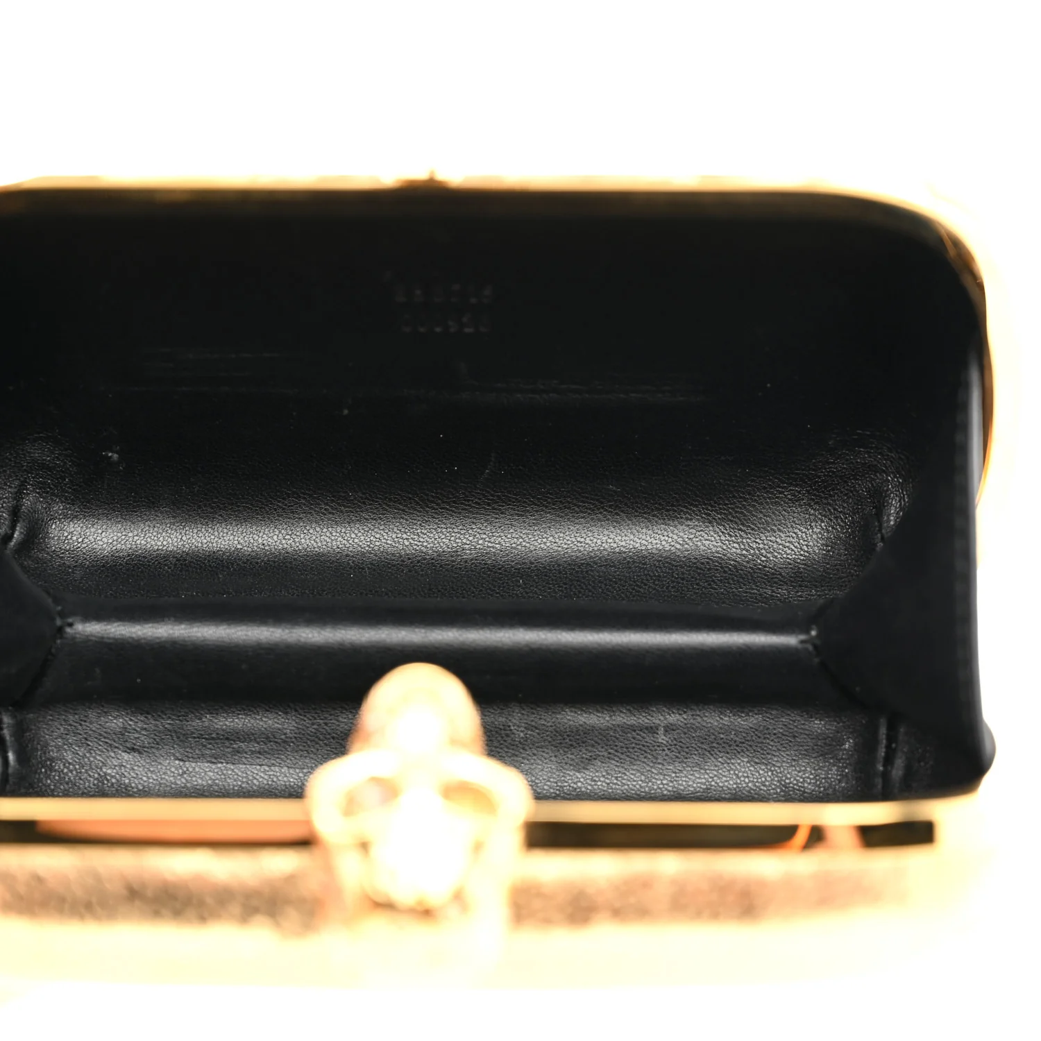 Metallic Nappa Skull Box Clutch Gold