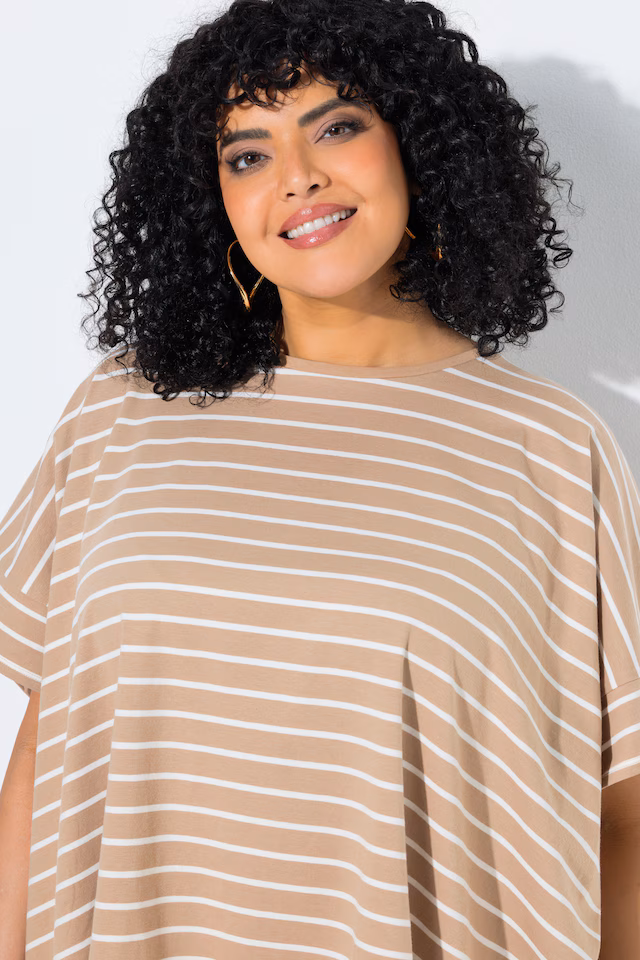 Striped Oversized Cap Sleeve Tee