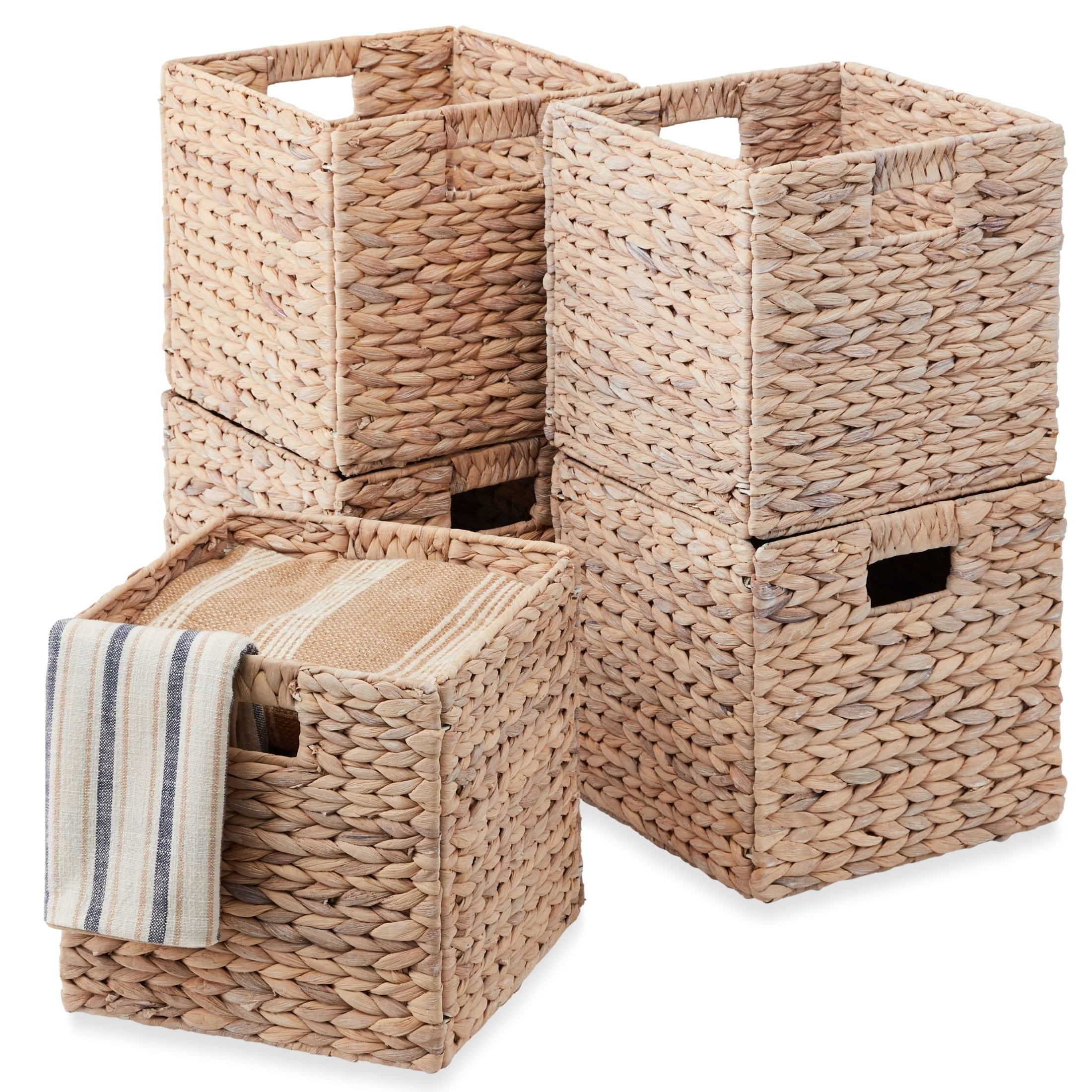 Best Choice Products 10.5x10.5in Hyacinth Storage Baskets, Set of 5 Multipurpose Collapsible Organizers - White