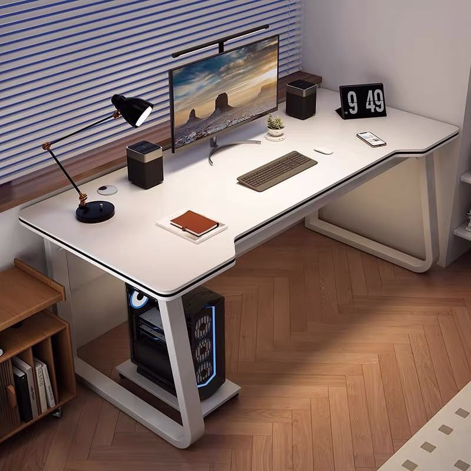 Gaming Desk Computer Writing Table Student Art Modren Simple Style PC Wood Suitable Portable Desk for Home, Office,Bedroom��39.3''*19.6''White��(39.3*19.6*29.5)