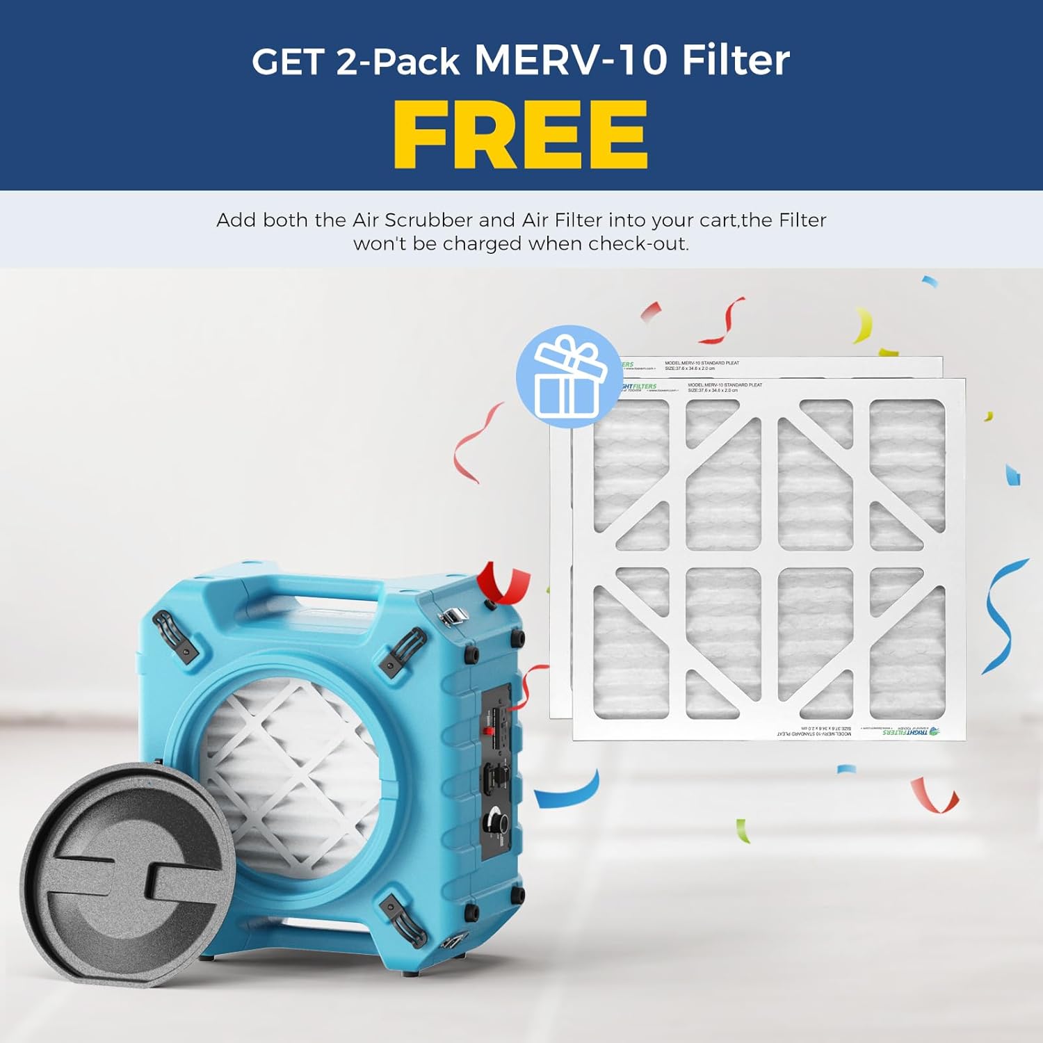 ALORAIR PureAiro HEPA Pro 870 Air Scrubber | UV-C Light Sterilization | 3-Stage Filtration Negative Machine Air Scrubber| Professional Water Damage Restoration for Air Cleaner | up to 550 CFM