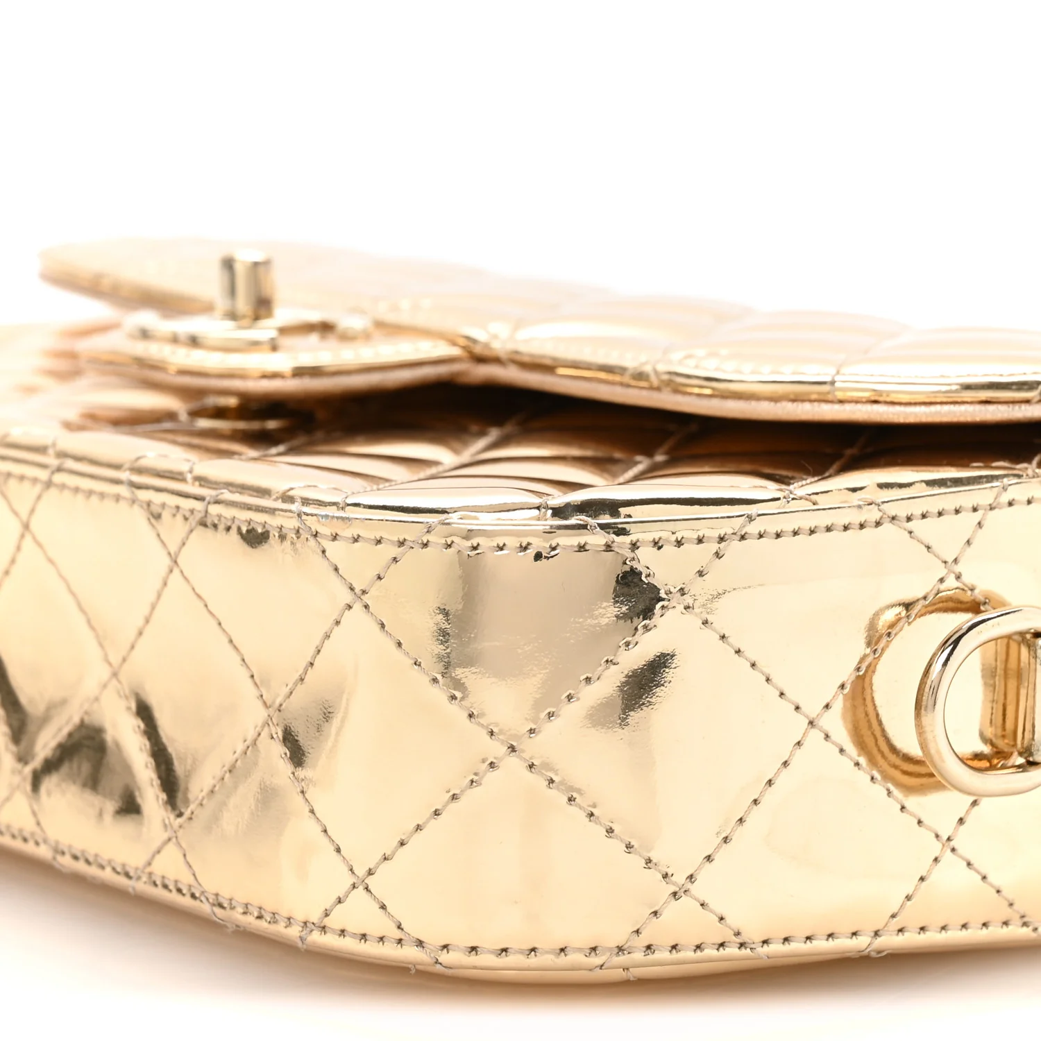 Mirror Calfskin Metallic Calfskin Medium Hollywood Boulevard Flap With Star Coin Purse Light Gold