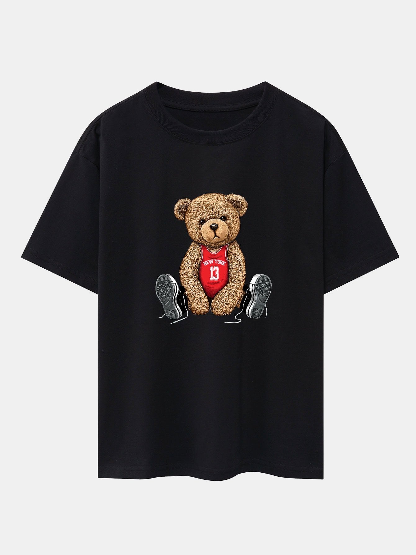 T-shirt oversize à épaules tombantes imprimé ours de New York