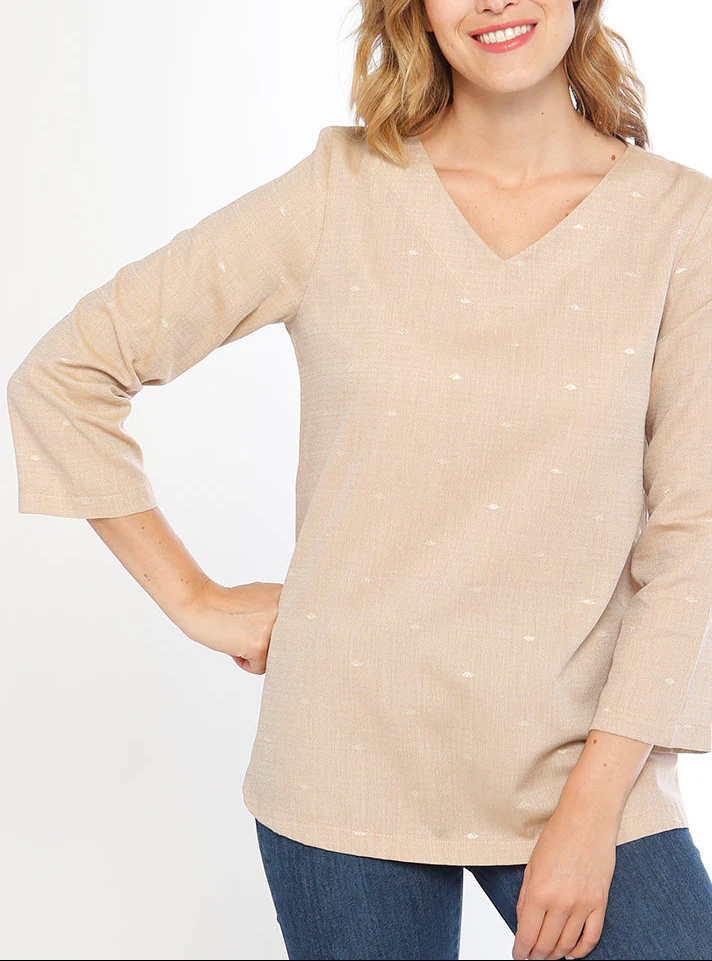 Tunique femme beige forme trapèze en coton