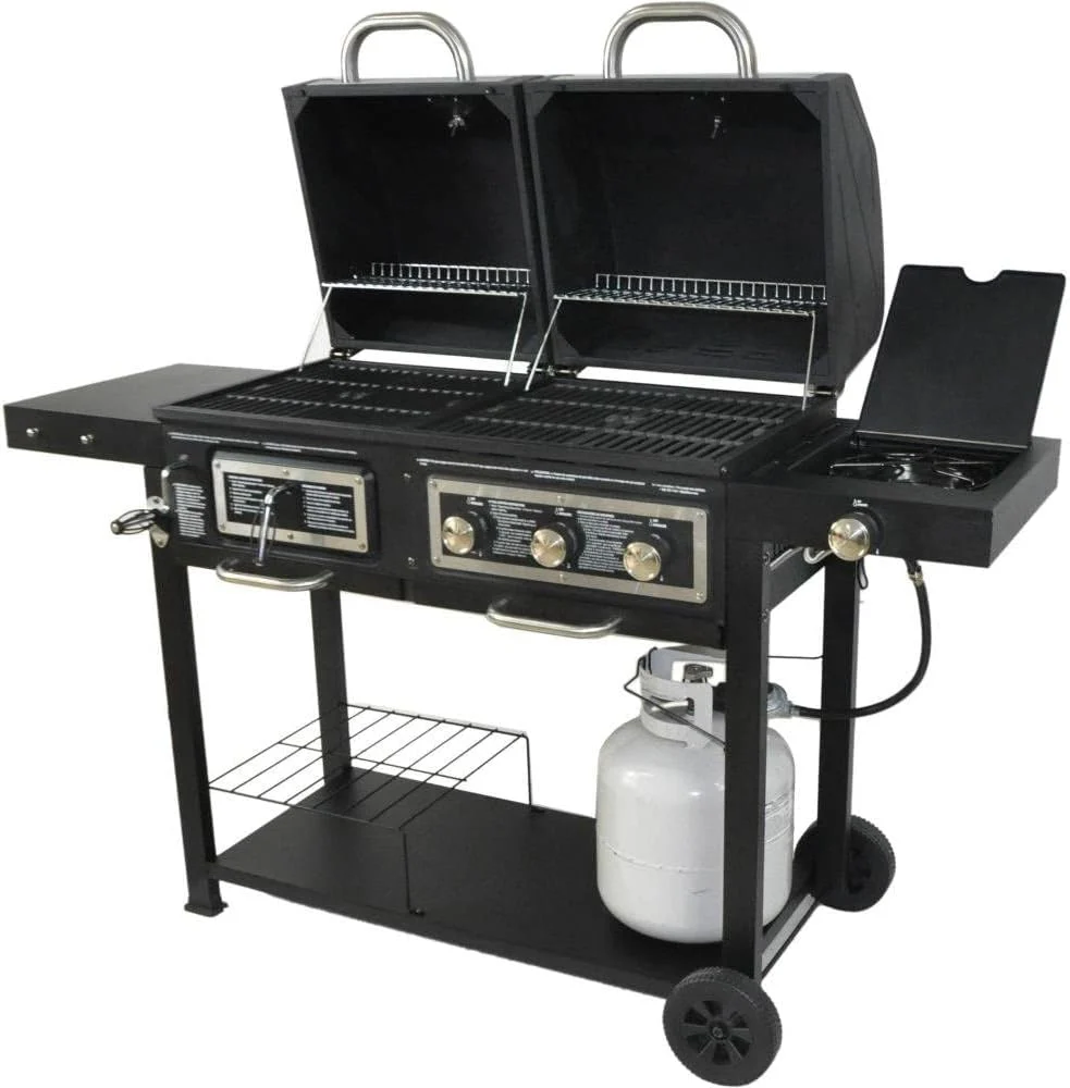 Barbecue mixte à charbon de bois et à gaz