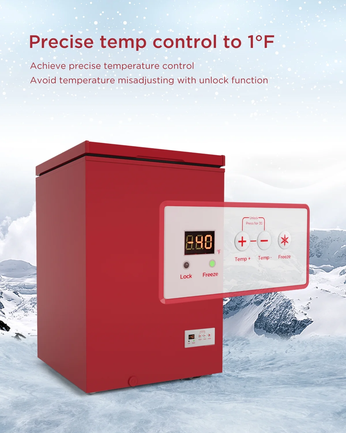40��F Low Temperature Chest Freezer 3.5 Cu Ft with 2 Removable Baskets RED - Image 5